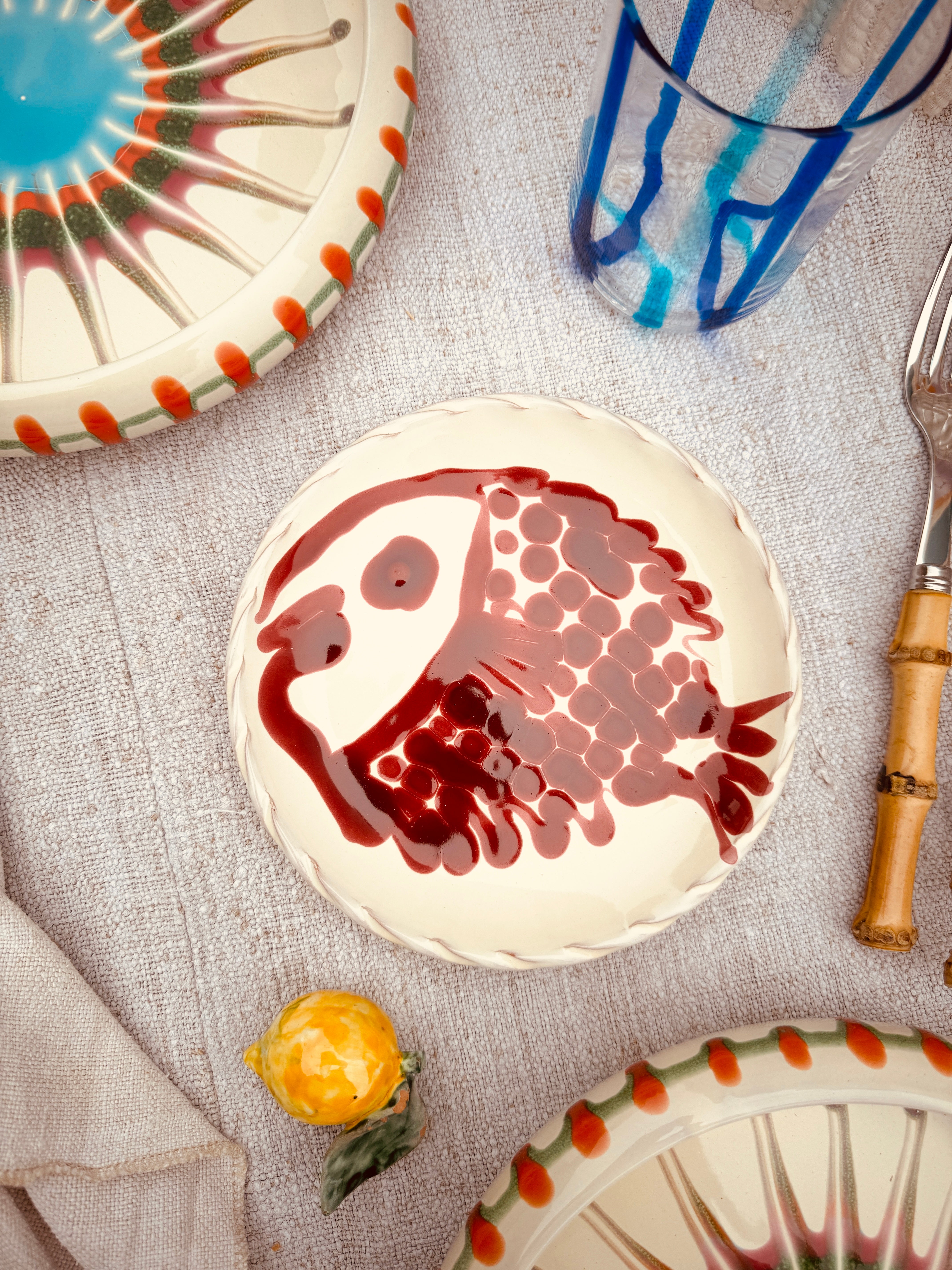 ! UNIKAT! Brotteller 16cm "IL Pesce Pazzo" Einzelstück