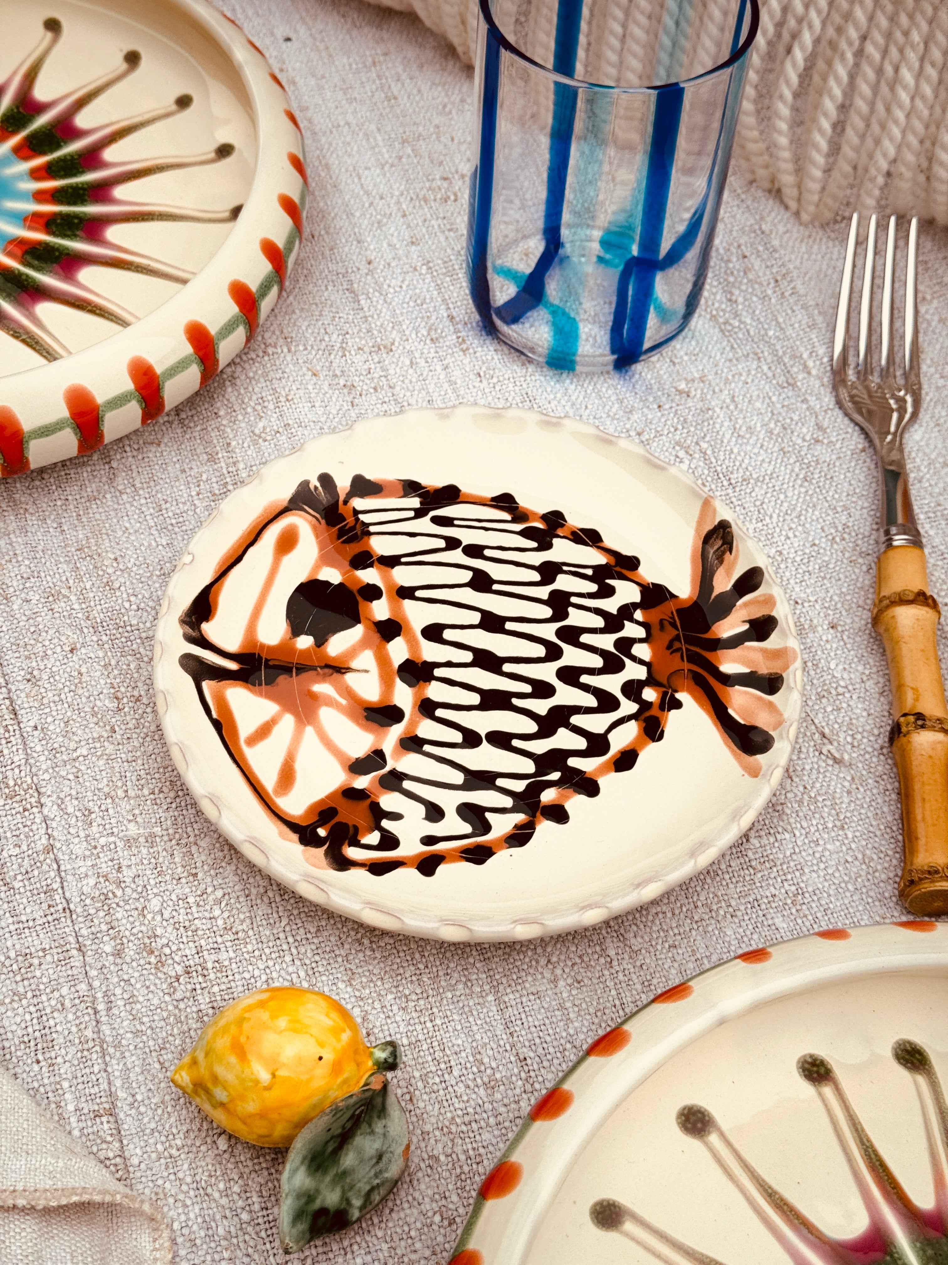 ! UNIKAT! Brotteller 16cm "IL Pesce Pazzo" Einzelstück