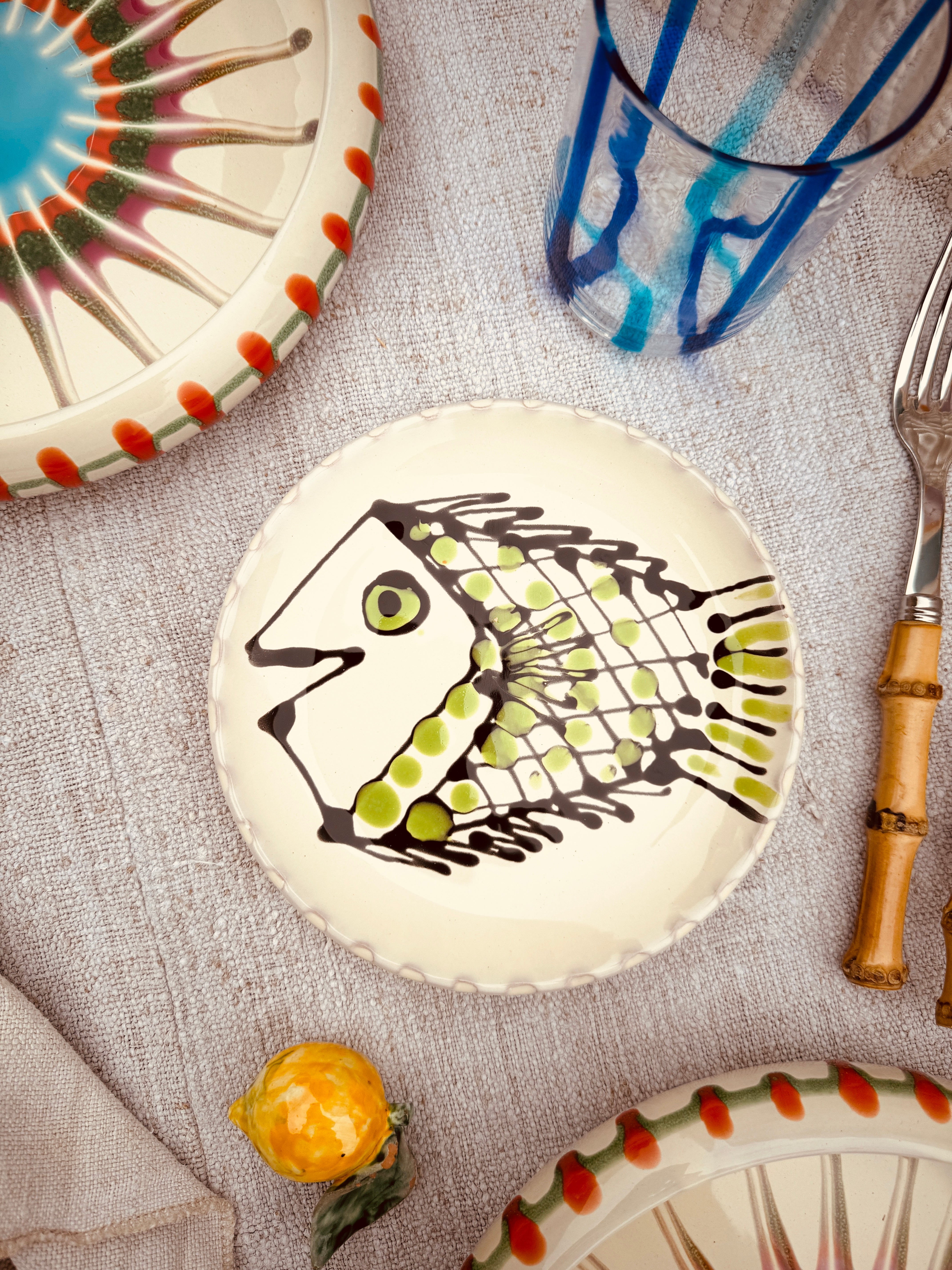 ! UNIKAT! Brotteller 16cm "IL Pesce Pazzo" Einzelstück