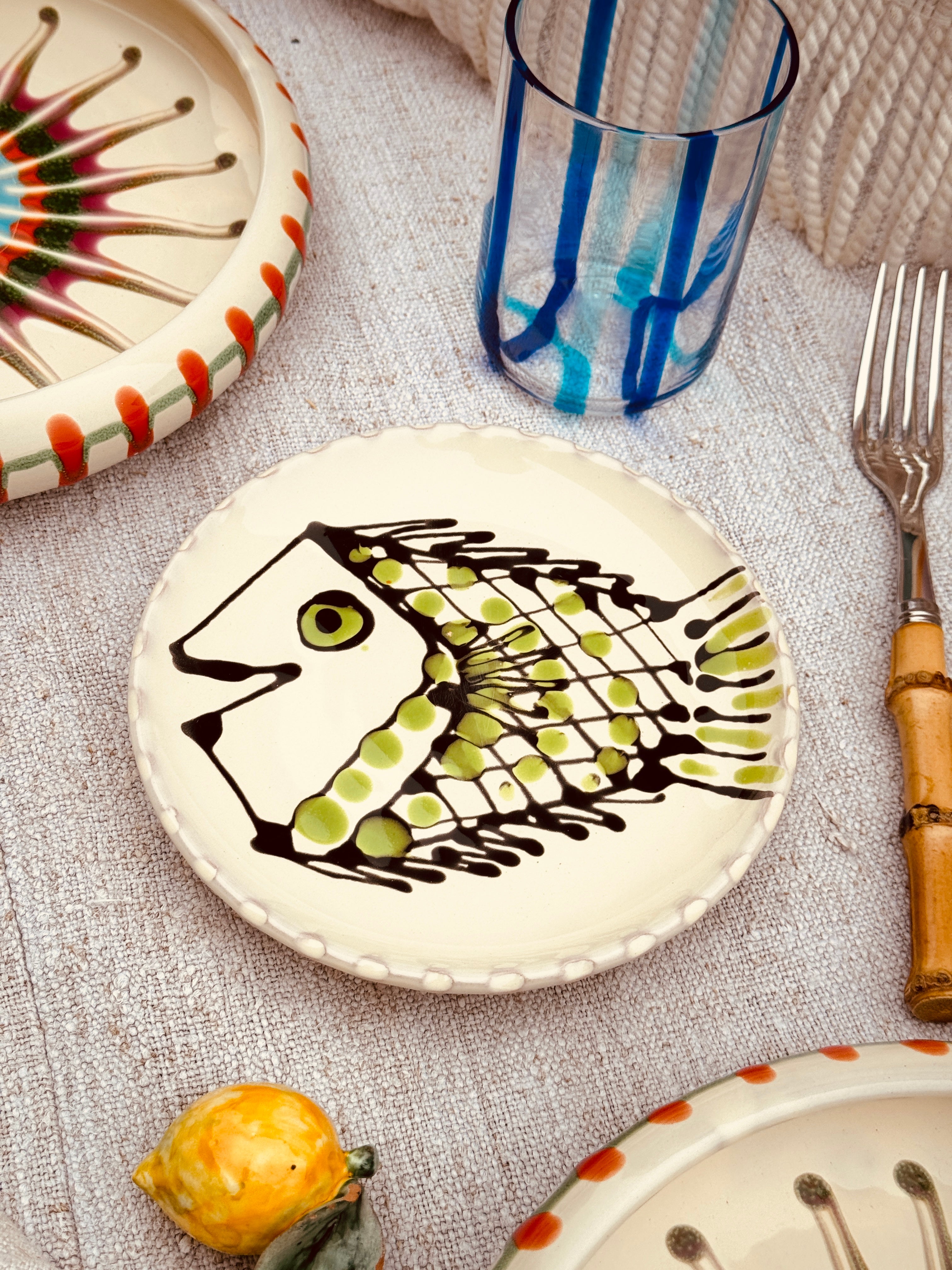 ! UNIKAT! Brotteller 16cm "IL Pesce Pazzo" Einzelstück