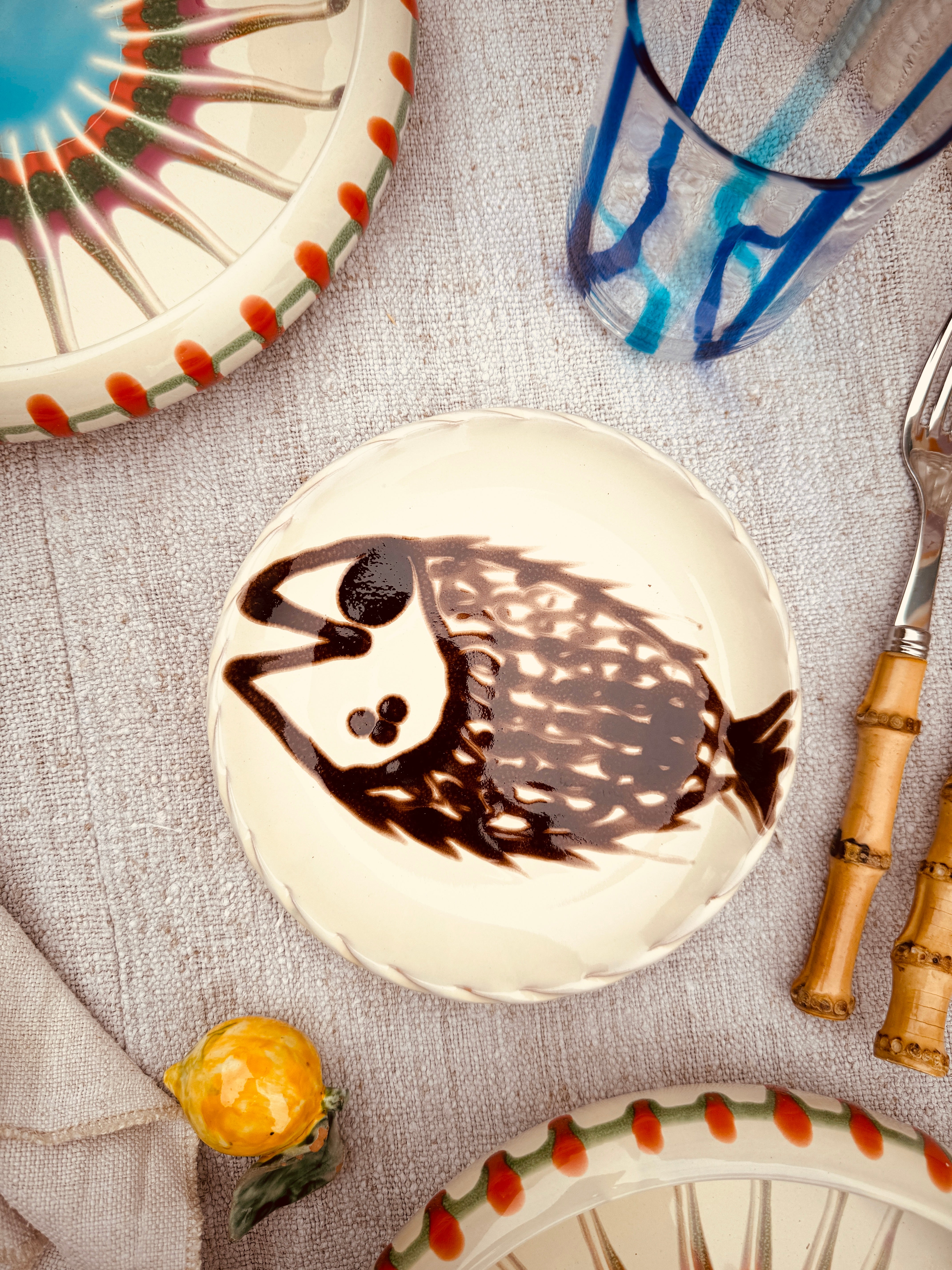 ! UNIKAT! Brotteller 16cm "IL Pesce Pazzo" Einzelstück