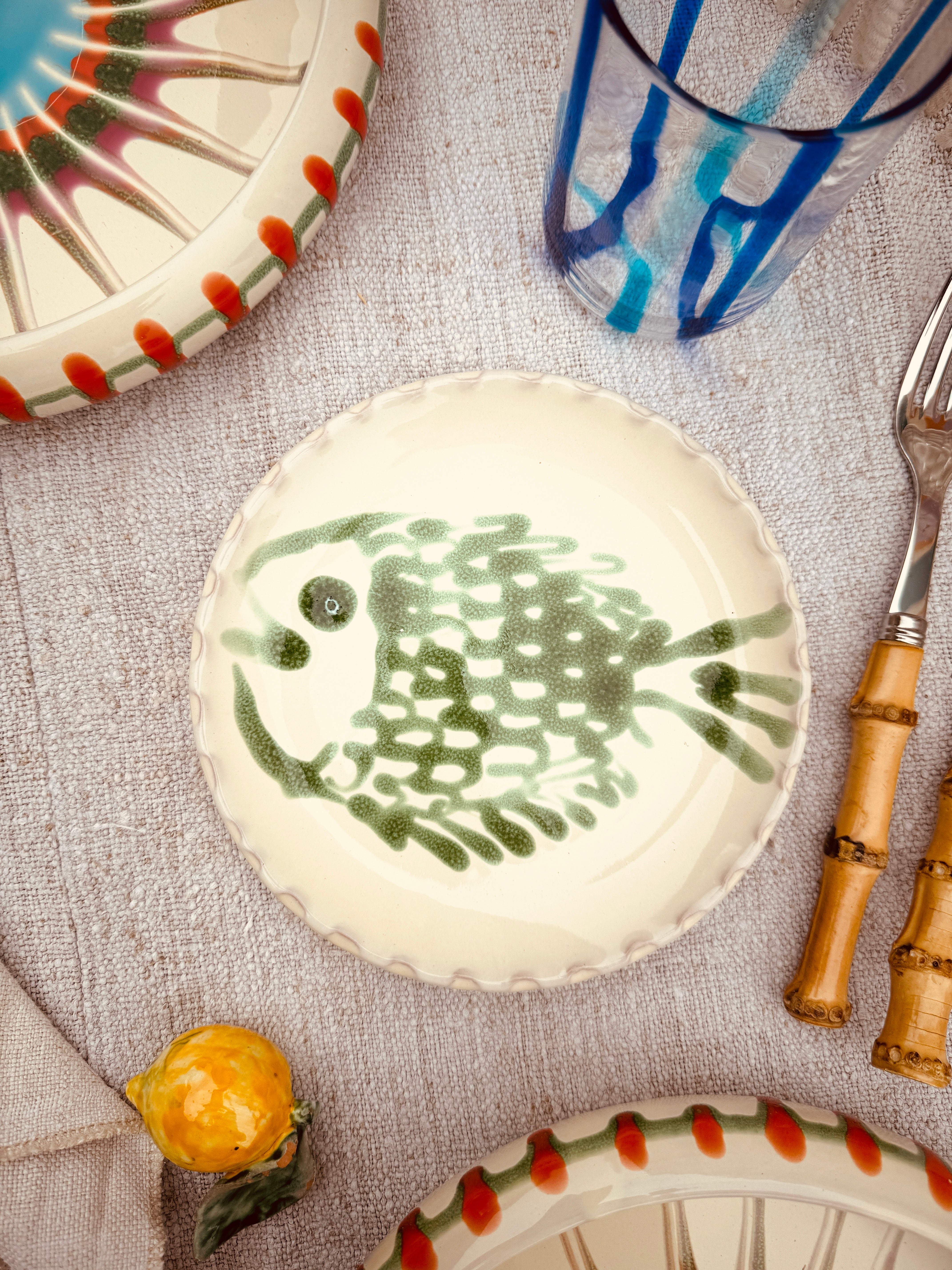 ! UNIKAT! Brotteller 16cm "IL Pesce Pazzo" Einzelstück