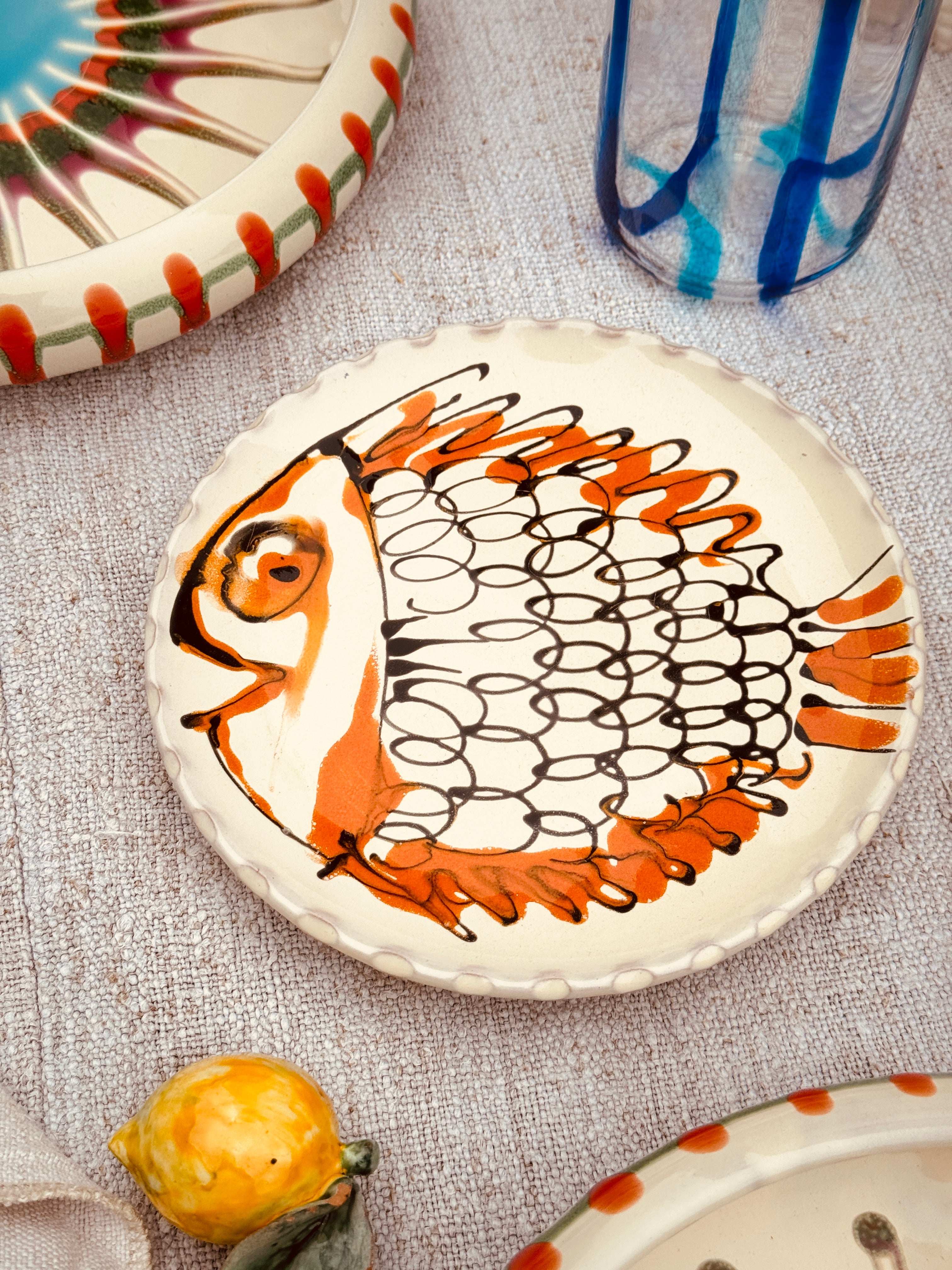 ! UNIKAT! Brotteller 16cm "IL Pesce Pazzo" Einzelstück