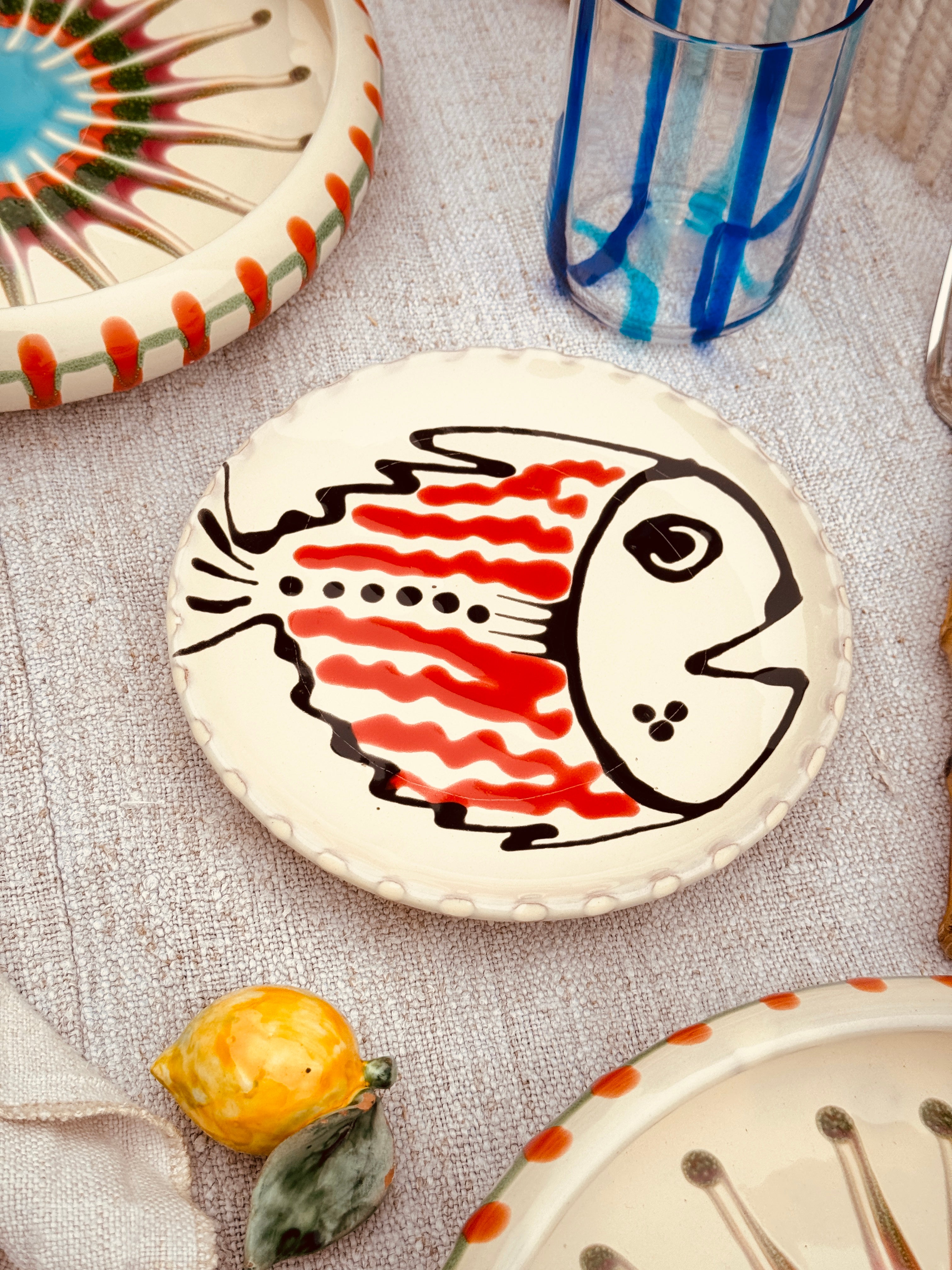 ! UNIKAT! Brotteller 16cm "IL Pesce Pazzo" Einzelstück