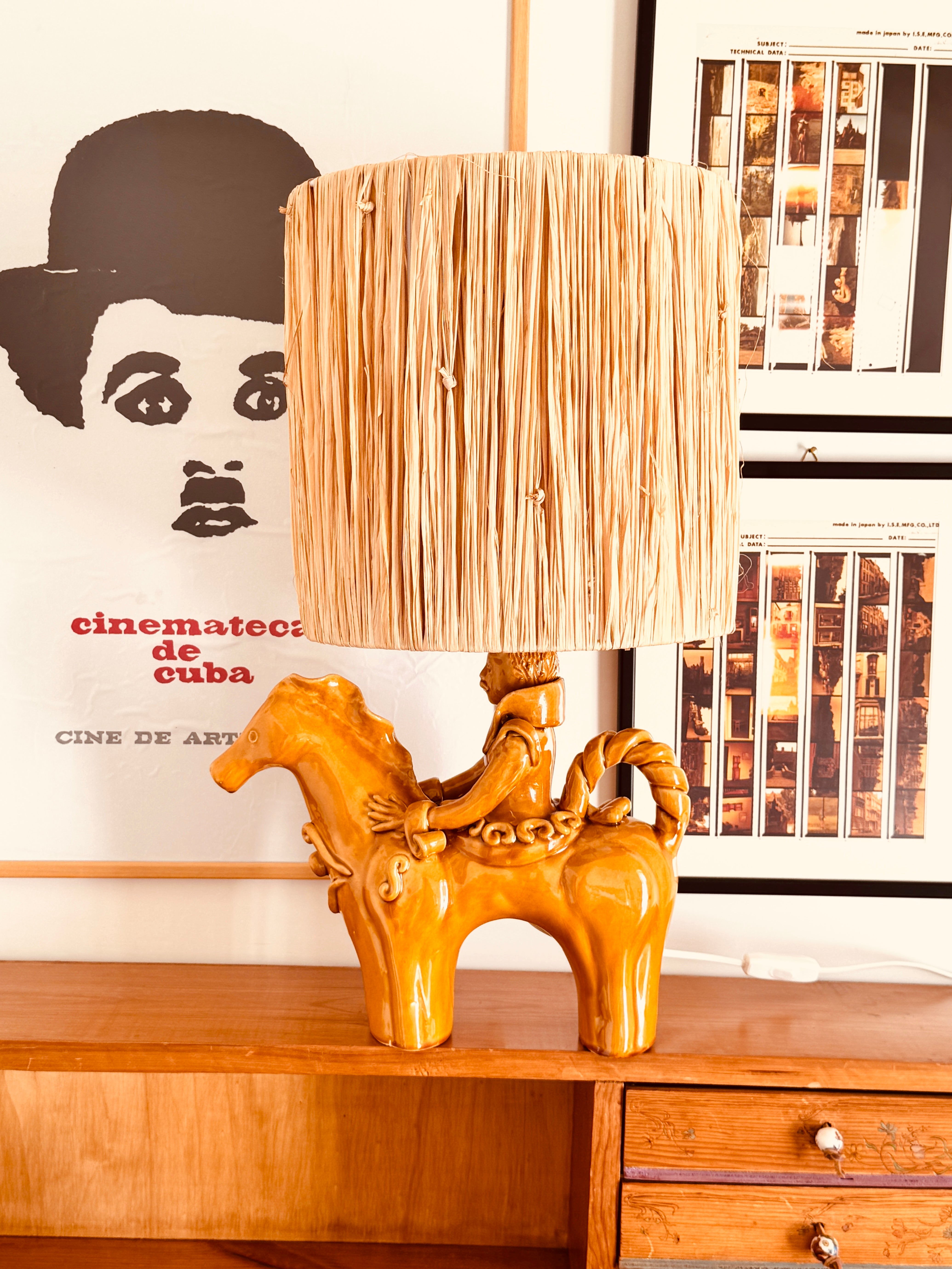 Lampe "traditionell handgemachte Lampe - Cavaliere tradizionale a Cavallo"- 55cm