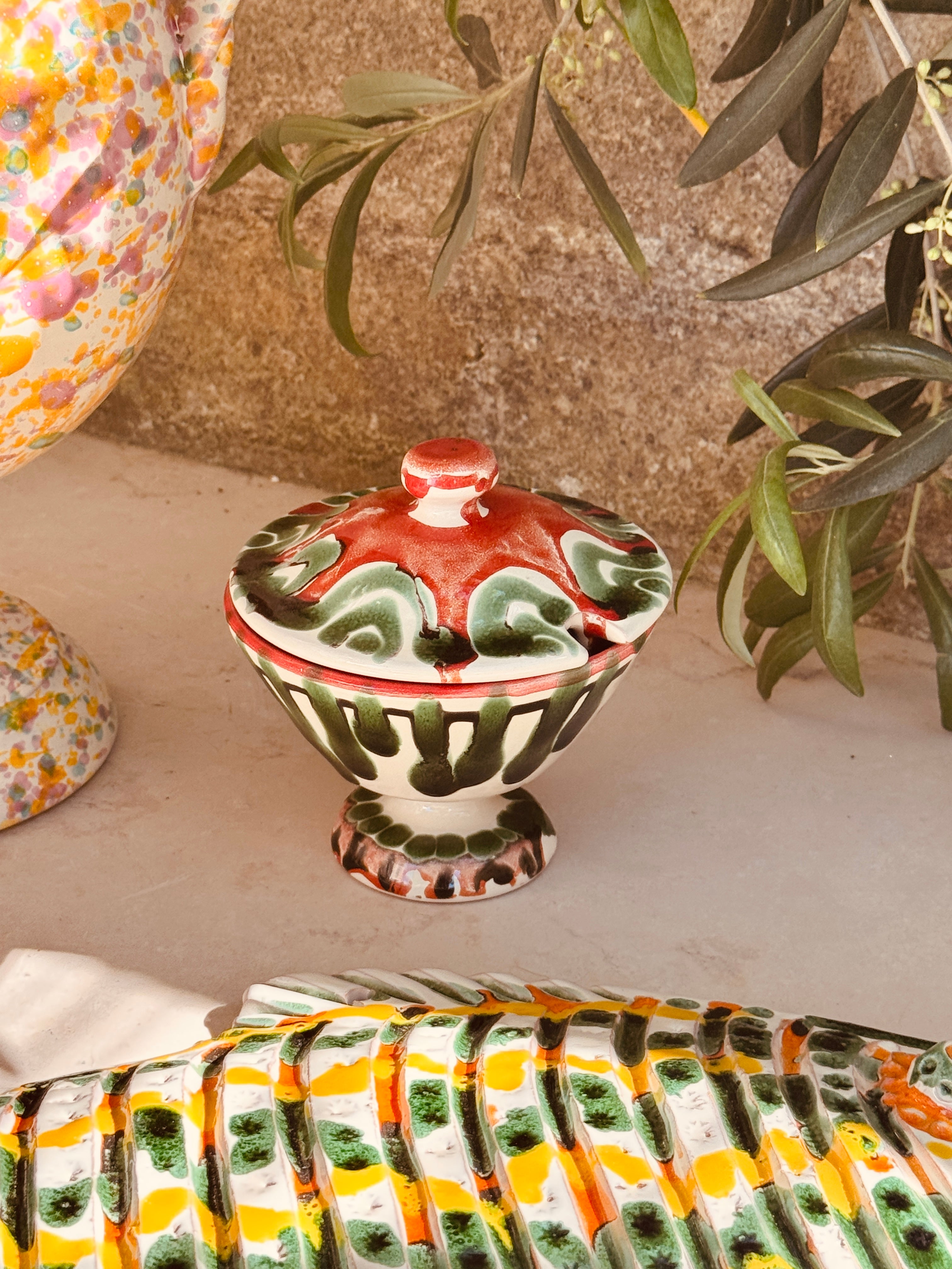 Psychodelic Sugar Bowl with lid "Zucchero di Riviera Due" - Unique Piece