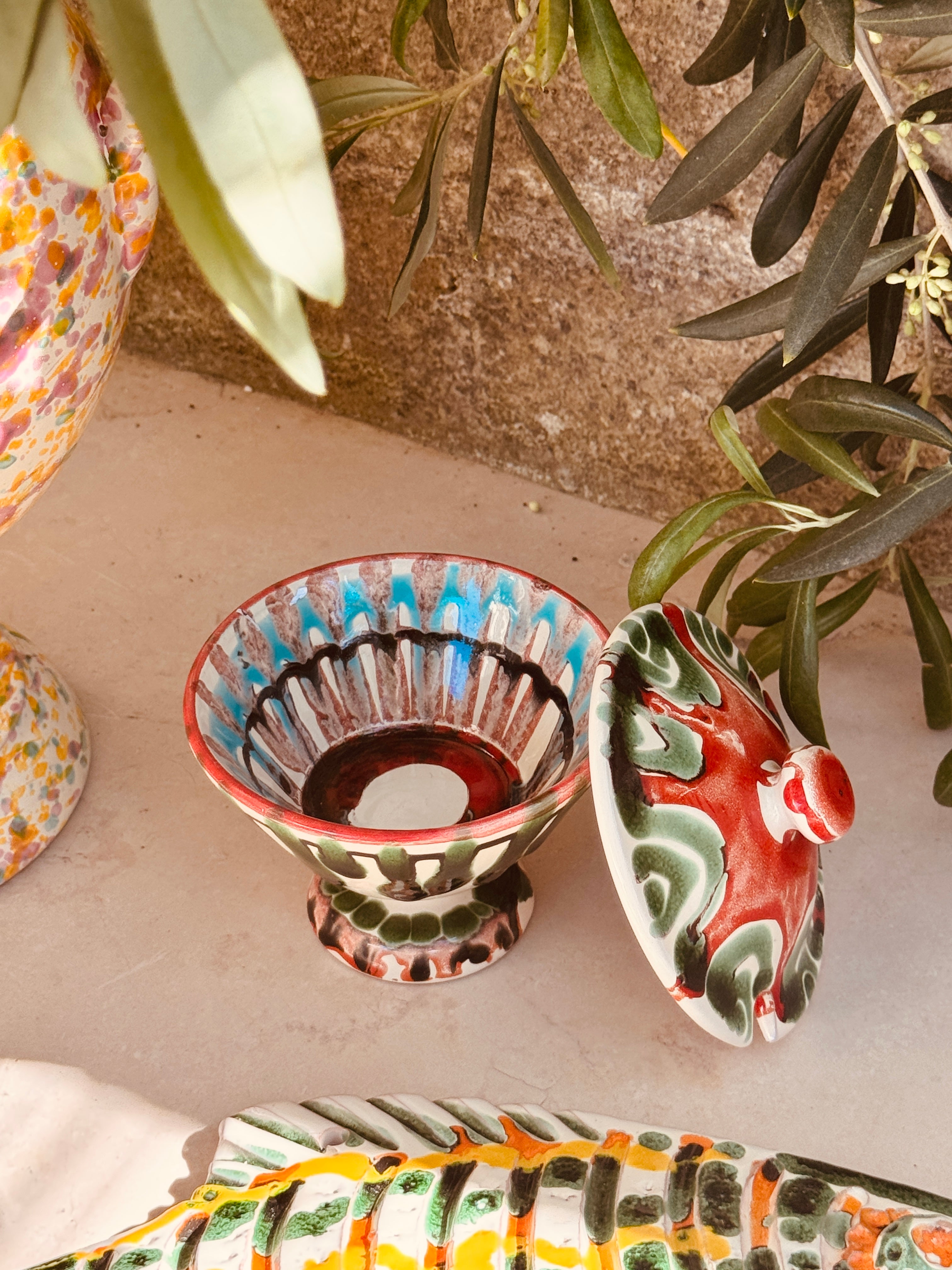 Psychodelic Sugar Bowl with lid "Zucchero di Riviera Due" - Unique Piece