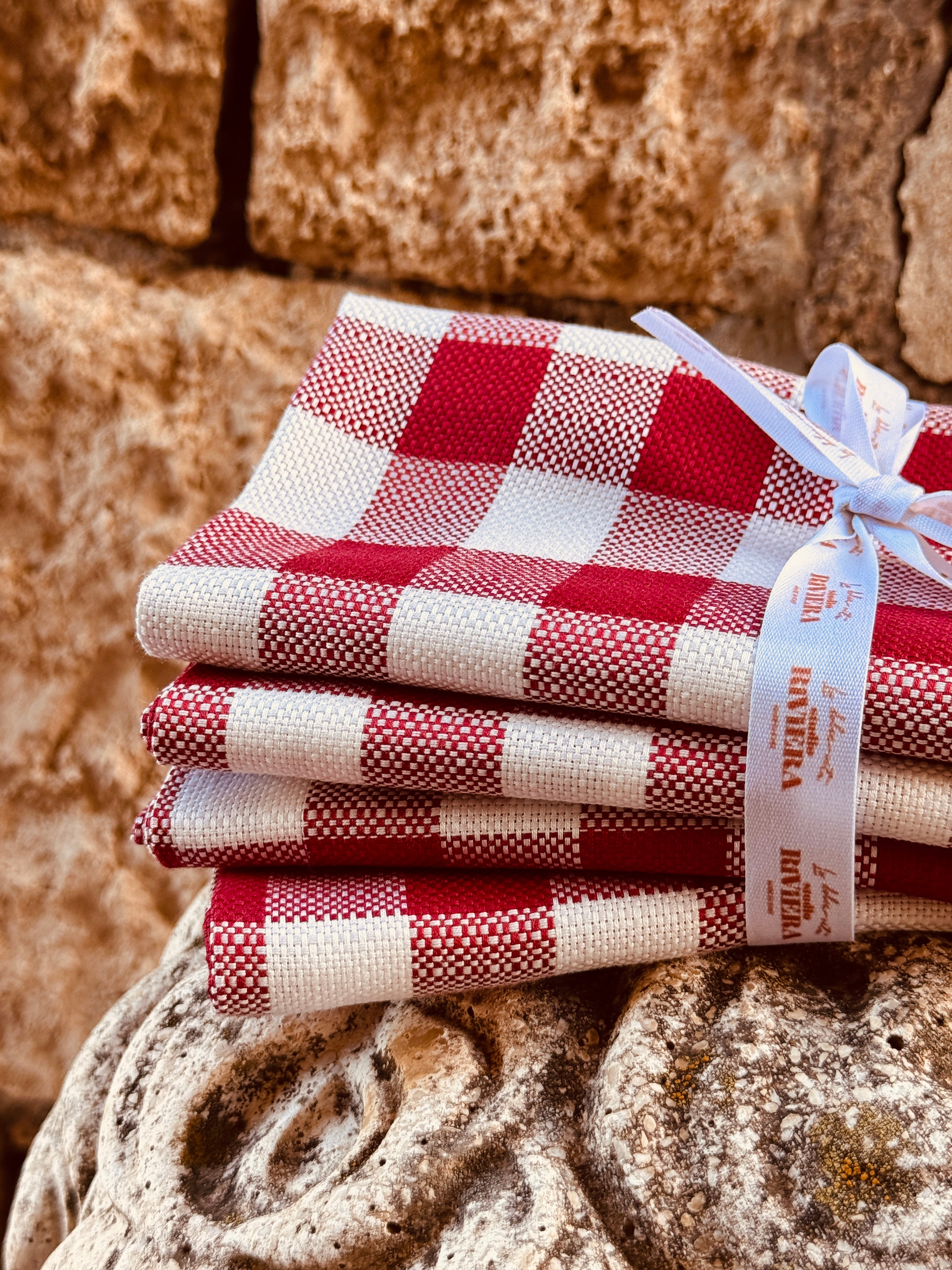 Luxury Italienische Serviette 4er Set | "Trattoria Rosso Amalfi" 50 x 50