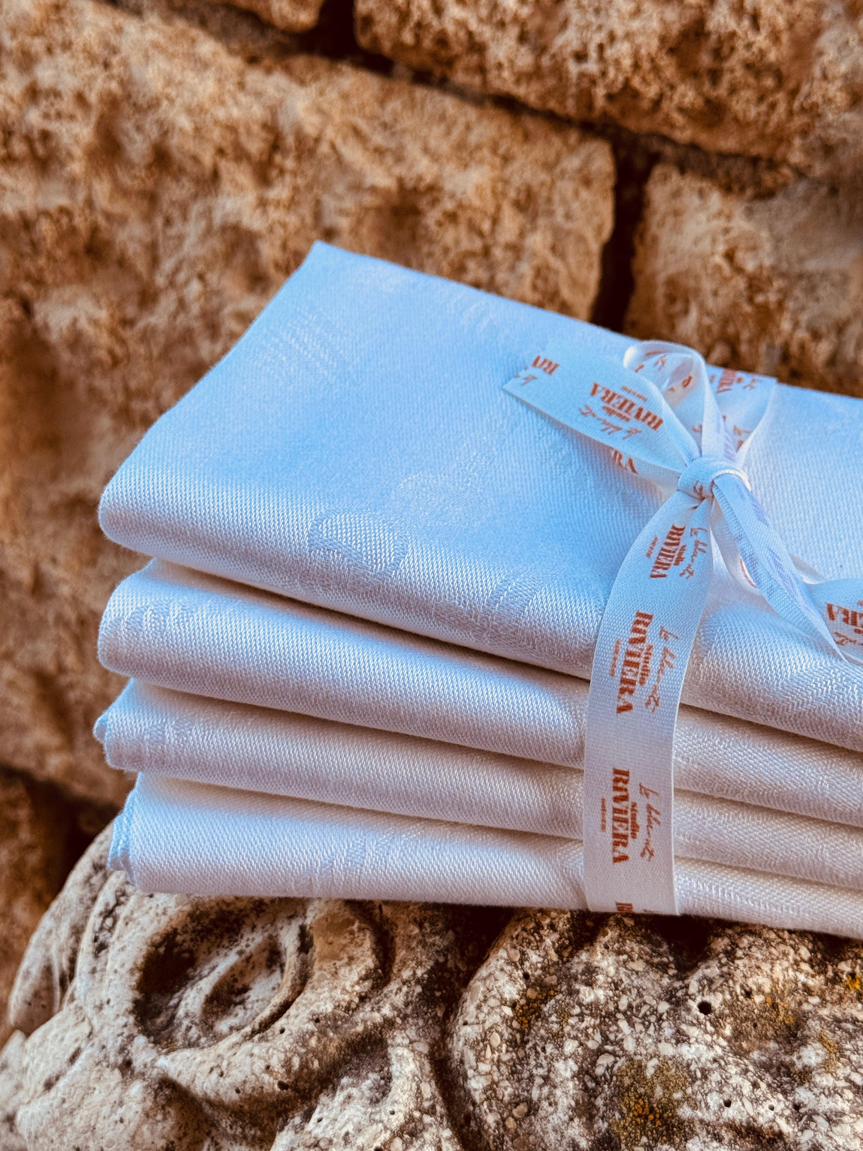 Luxury Cotton Servietten 4er Set | "Riviera Nautico Bianco" 50 x 50