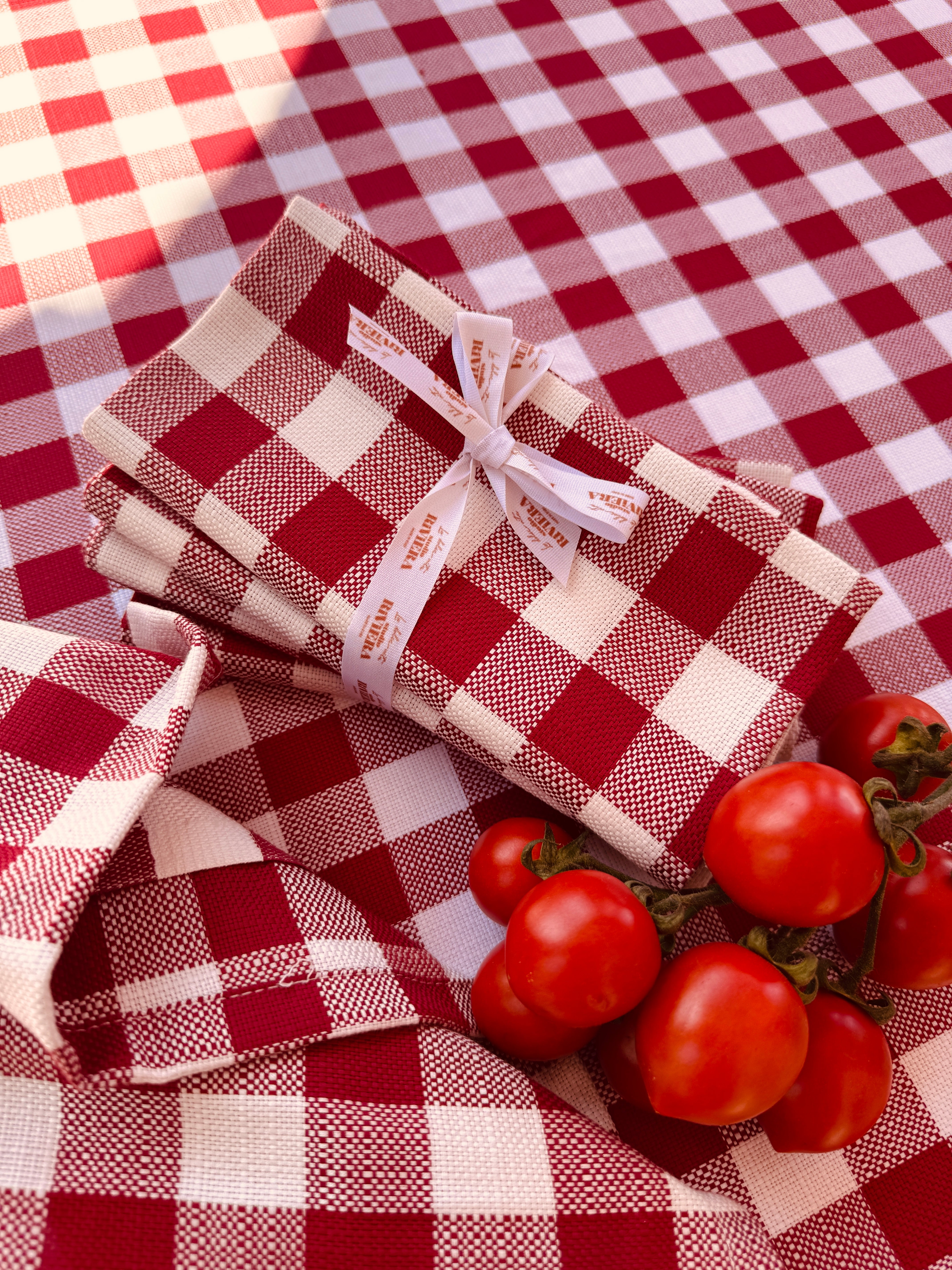 Luxury Italienische Serviette 4er Set | "Trattoria Rosso Amalfi" 50 x 50