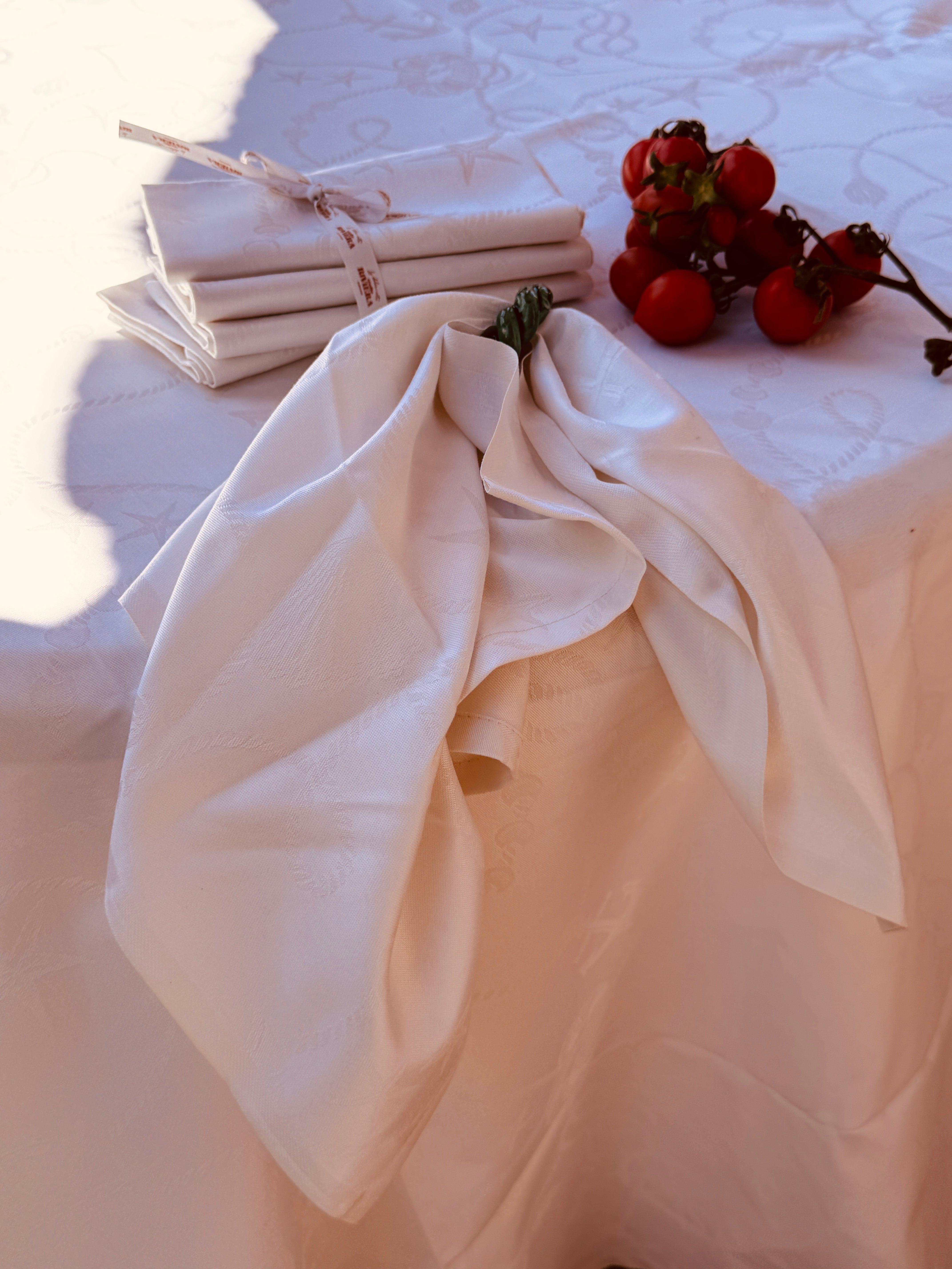 Luxury Cotton Servietten 4er Set | "Riviera Nautico Bianco" 50 x 50
