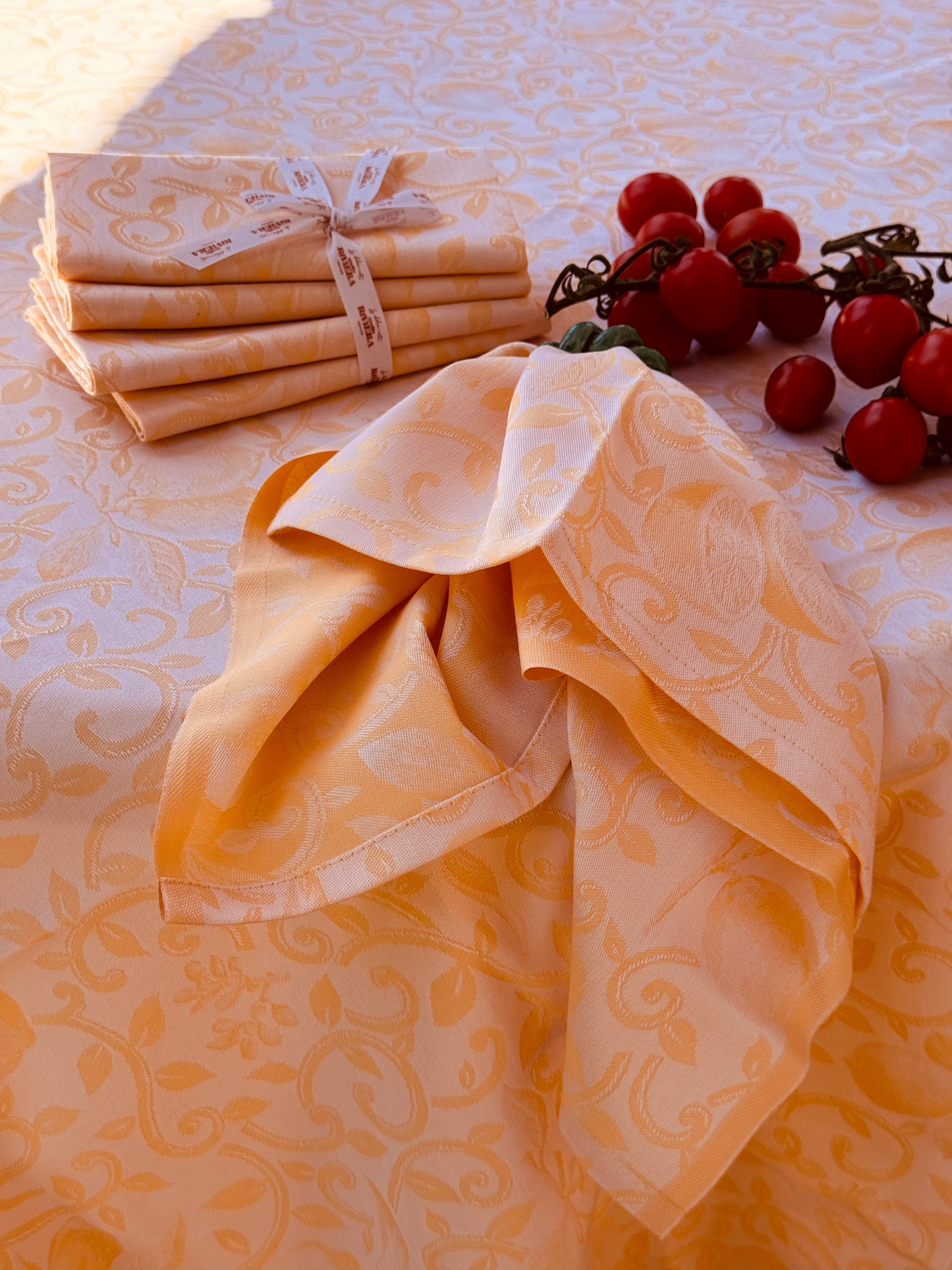 Luxury Cotton Servietten 4er Set | "Limoni della Costiera" 50 x 50