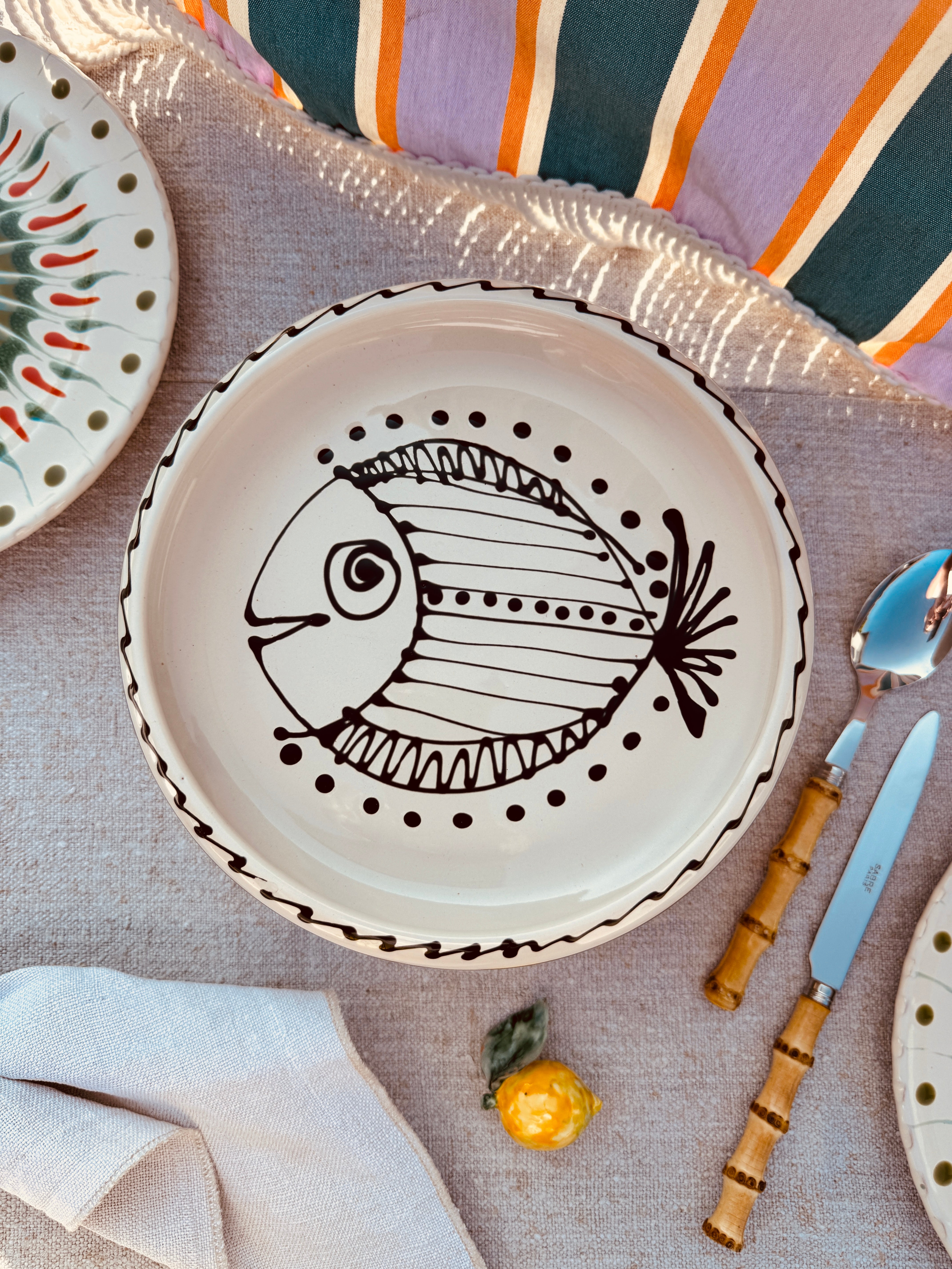 Fish Psychodelic Frisbee High Plate - 25cm UNIQUE PIECE - ONLY 1 X AVAILABLE