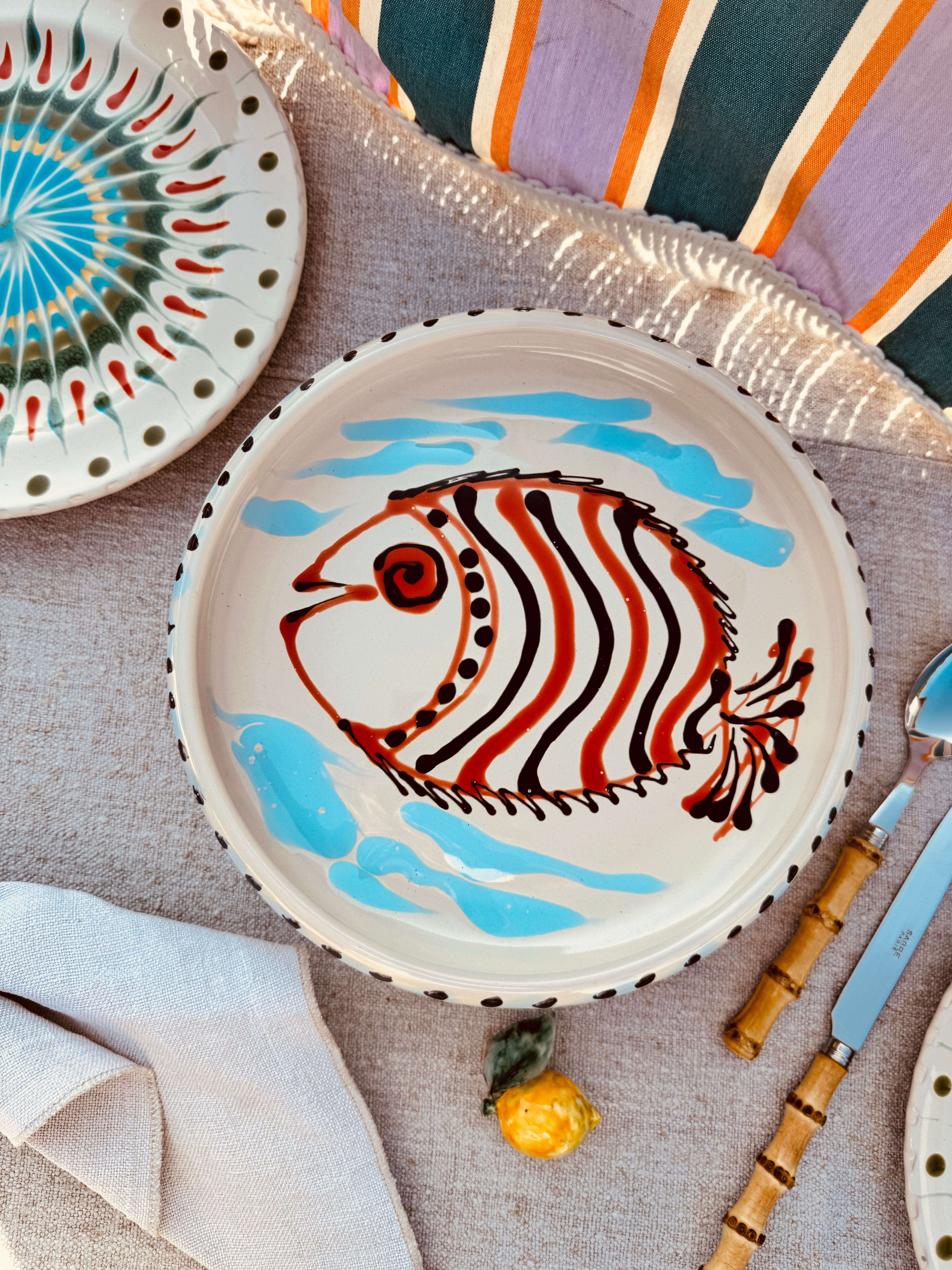 Fish Psychodelic Frisbee High Plate - 25cm UNIQUE PIECE - ONLY 1 X AVAILABLE