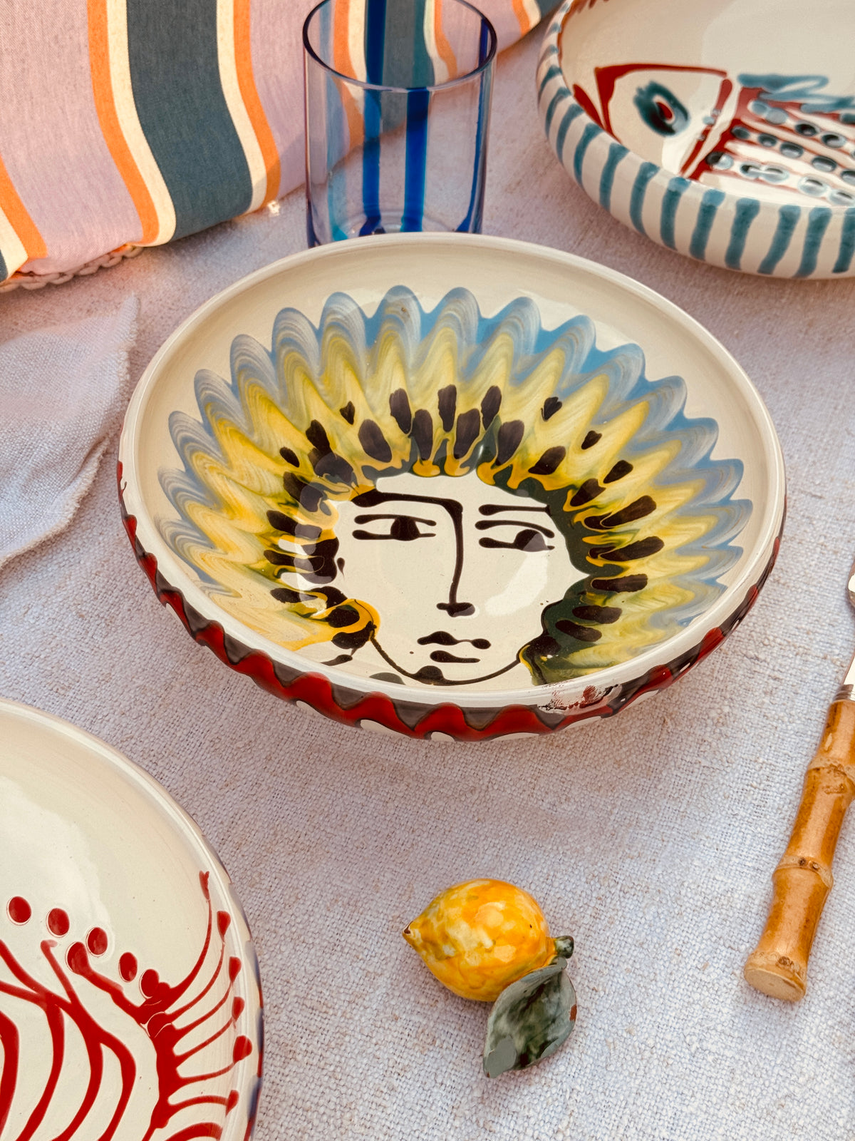 Handgefertigte Keramik Bowl 21 cm „Bordo Tornito“ Viso Design - Unikat aus Italien