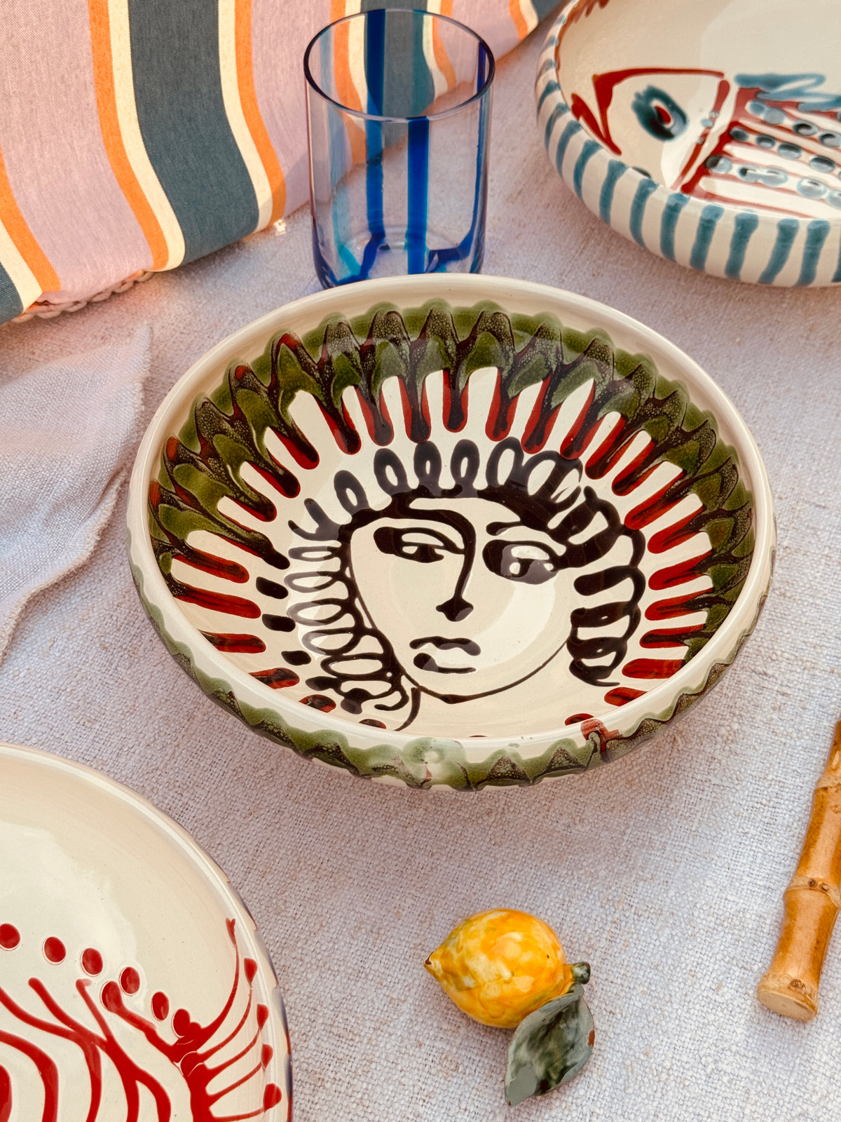 Handgefertigte Keramik Bowl 21 cm „Bordo Tornito“ Viso Design - Unikat aus Italien