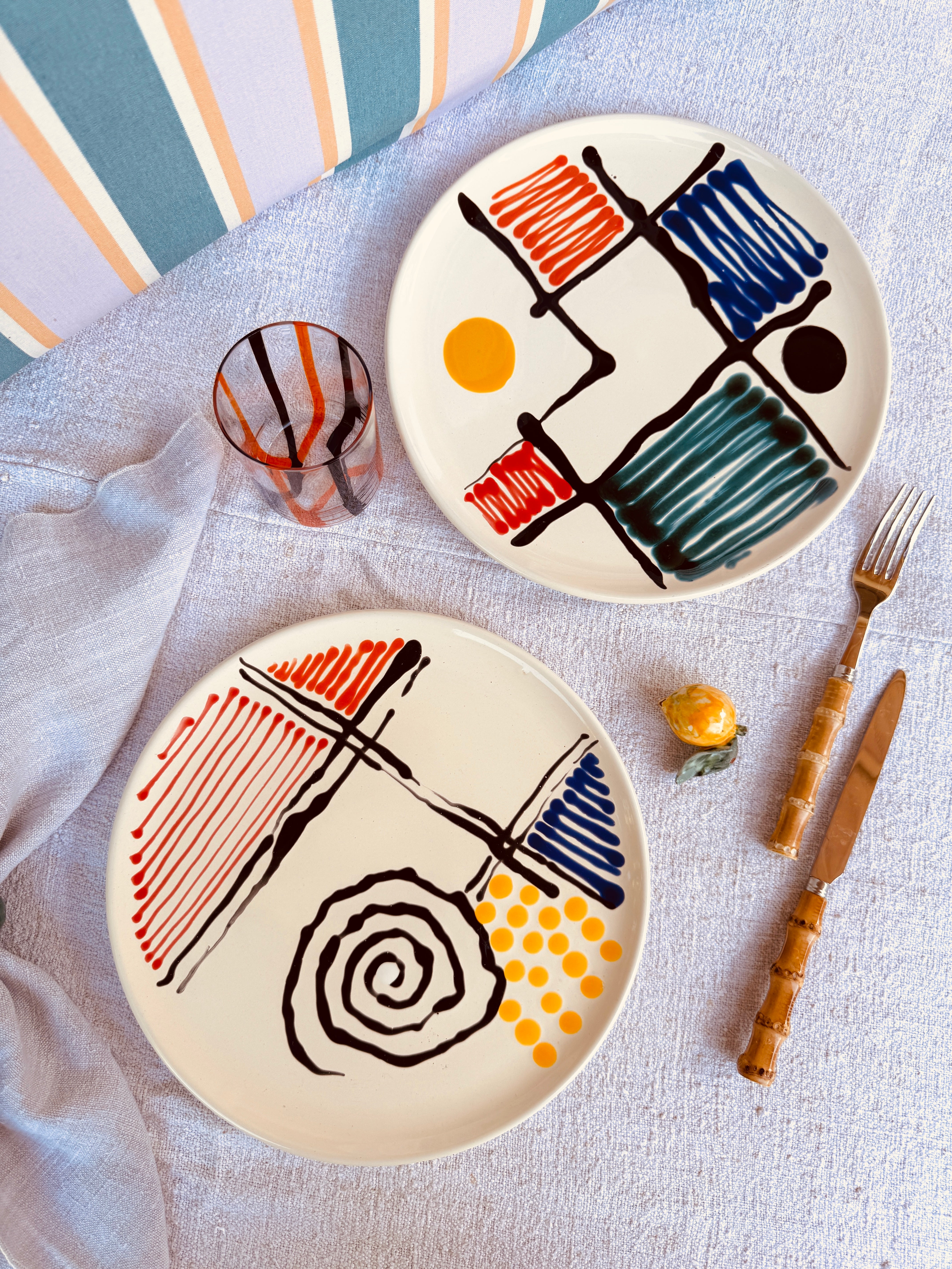 Serving Plate "Unique" 30cm Handmade Ceramic from Puglia - Set of 2