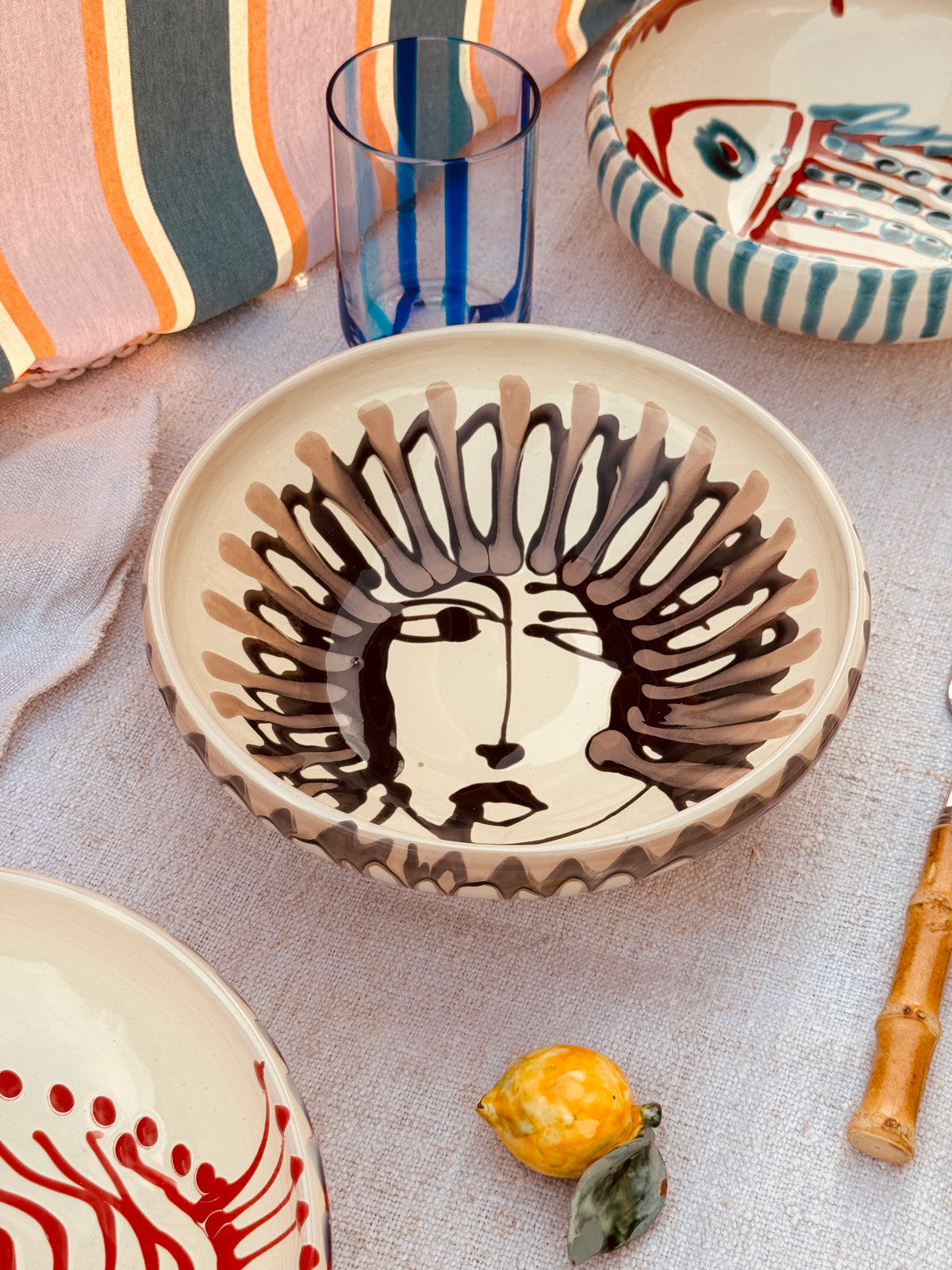 Handgefertigte Keramik Bowl 21 cm „Bordo Tornito“ Viso Design - Unikat aus Italien