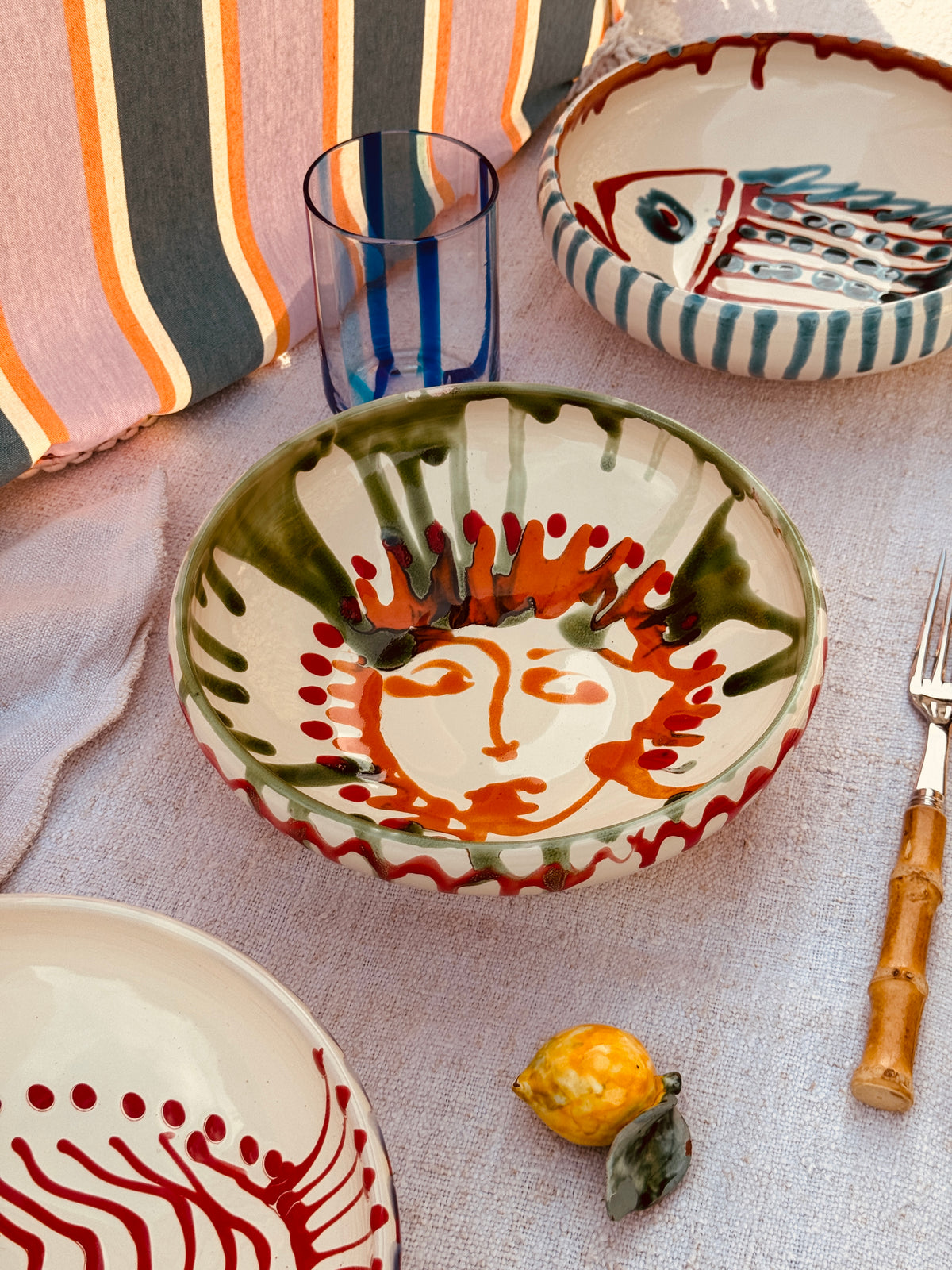 Handmade Ceramic Bowl 21 cm “Bordo Tornito” - Viso Design - Unique Piece from Italy