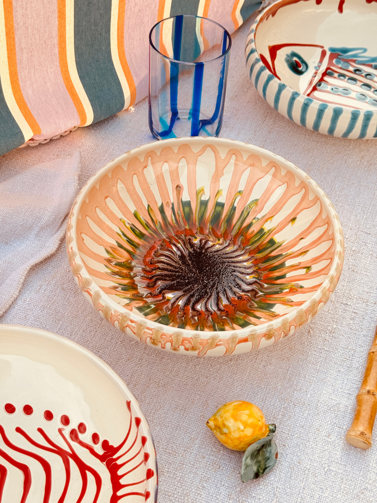 Handmade Ceramic Bowl 21 cm “Bordo Tornito” - Unique Piece from Italy