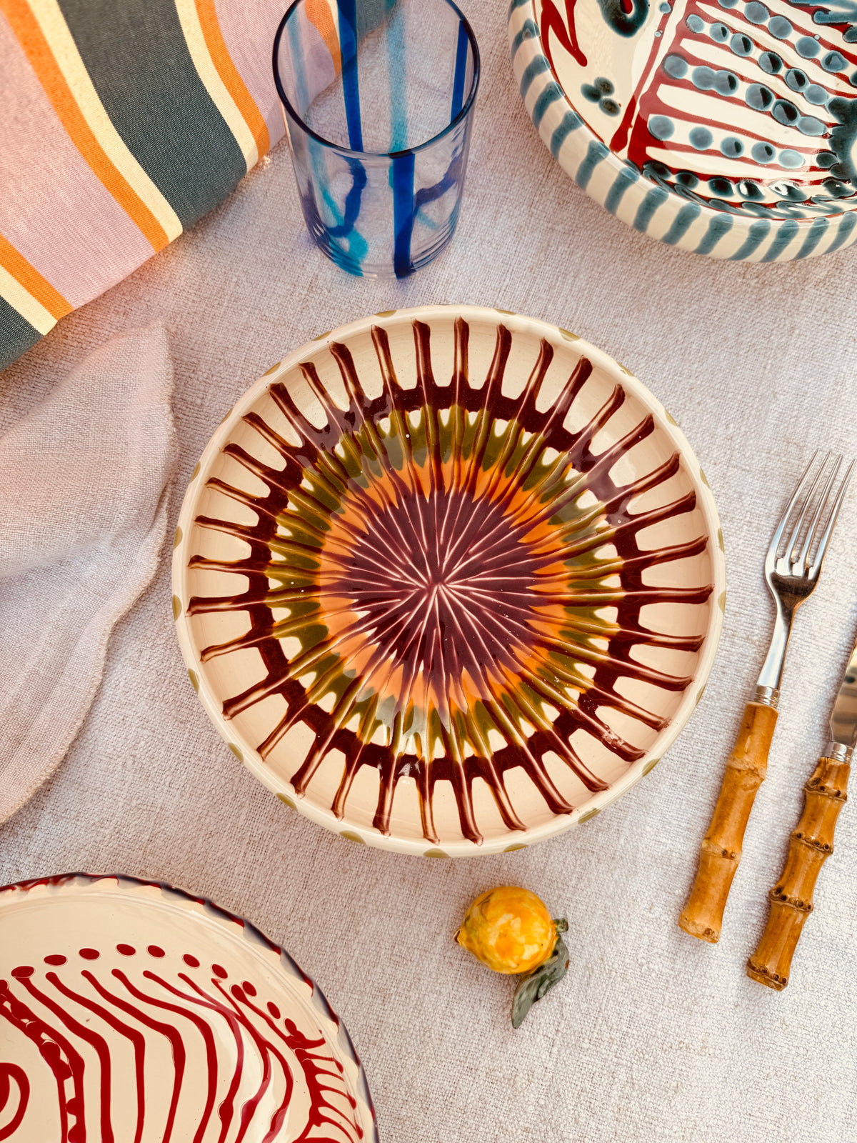 Handmade Ceramic Bowl 21 cm “Bordo Tornito” - Unique Piece from Italy