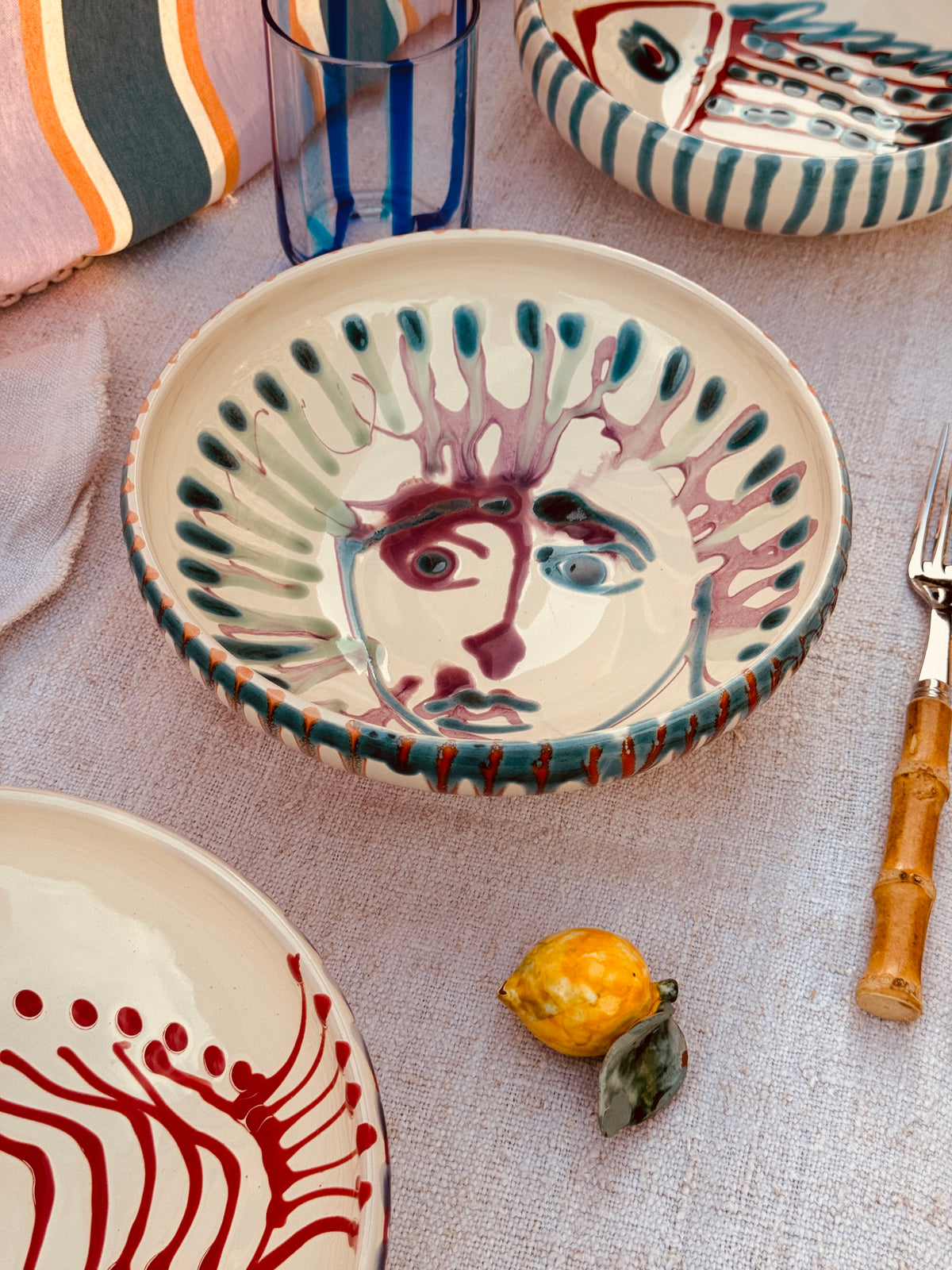 Handmade Ceramic Bowl 21 cm “Bordo Tornito” - Viso Design - Unique Piece from Italy