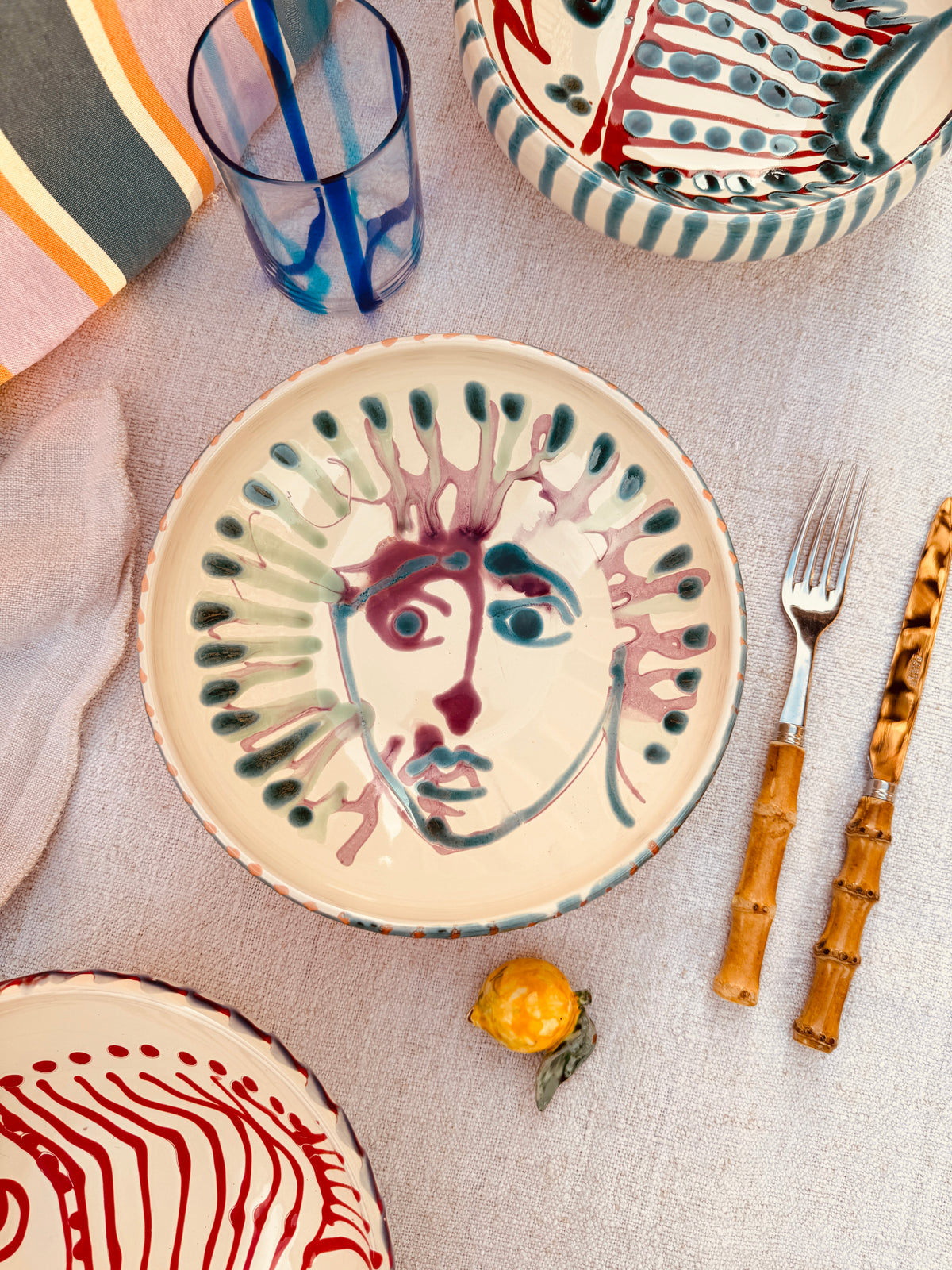 Handmade Ceramic Bowl 21 cm “Bordo Tornito” - Viso Design - Unique Piece from Italy