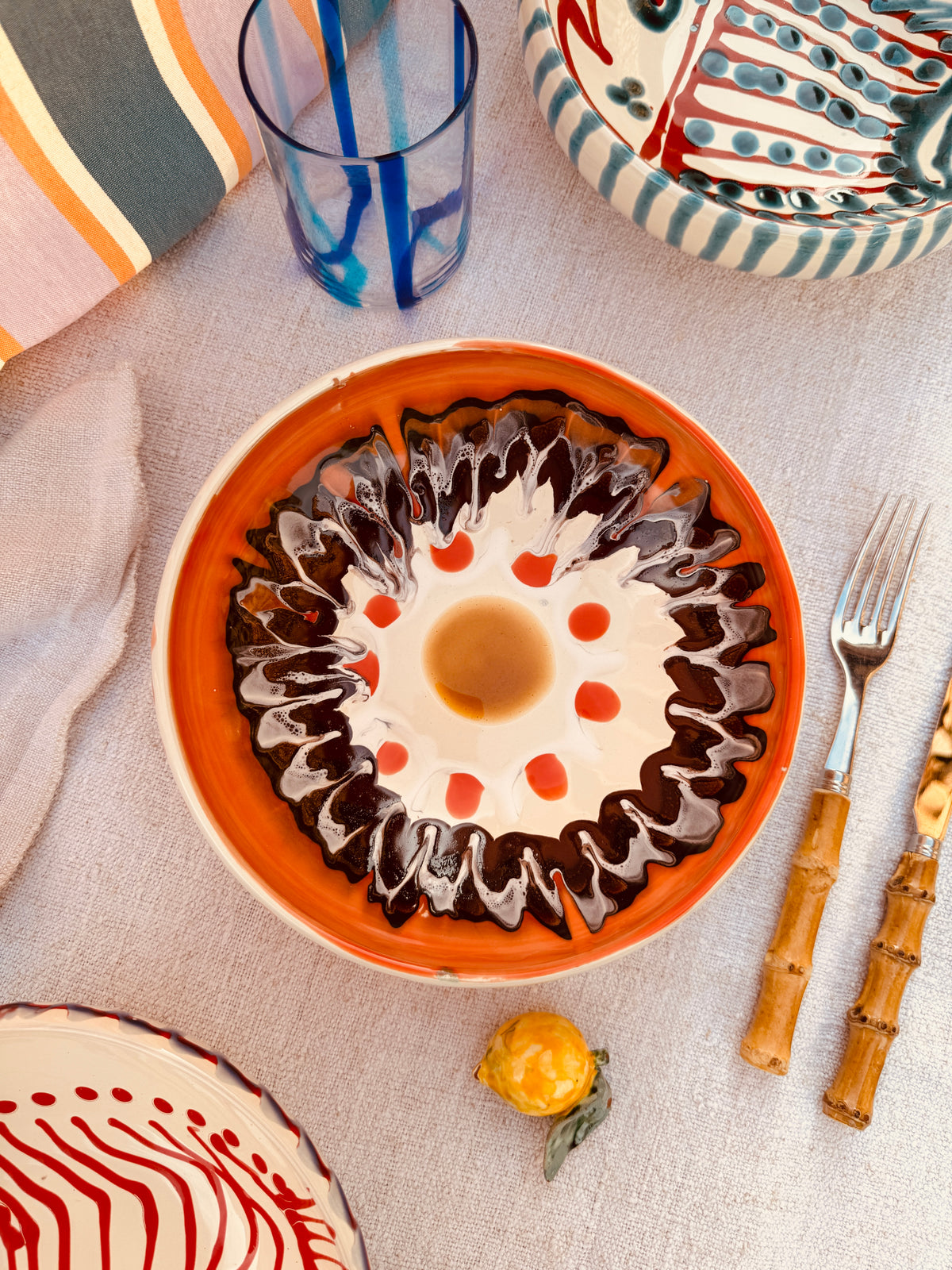 Handmade Ceramic Bowl 21 cm “Bordo Tornito” - Unique Piece from Italy