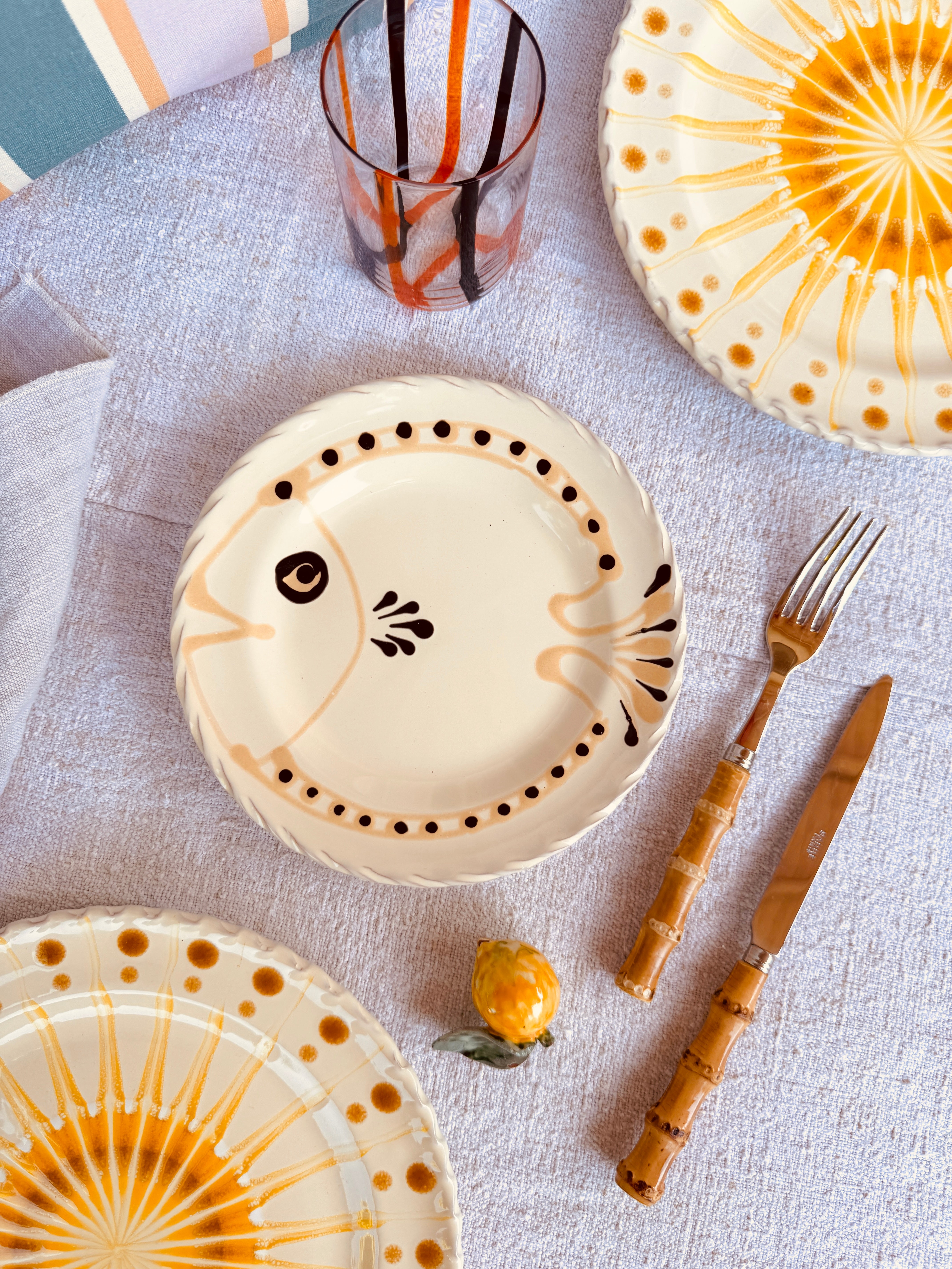 Handmade Italian Antipasti Plate 20 cm | Small Ceramic Plate "Pesce" (Unique Piece)