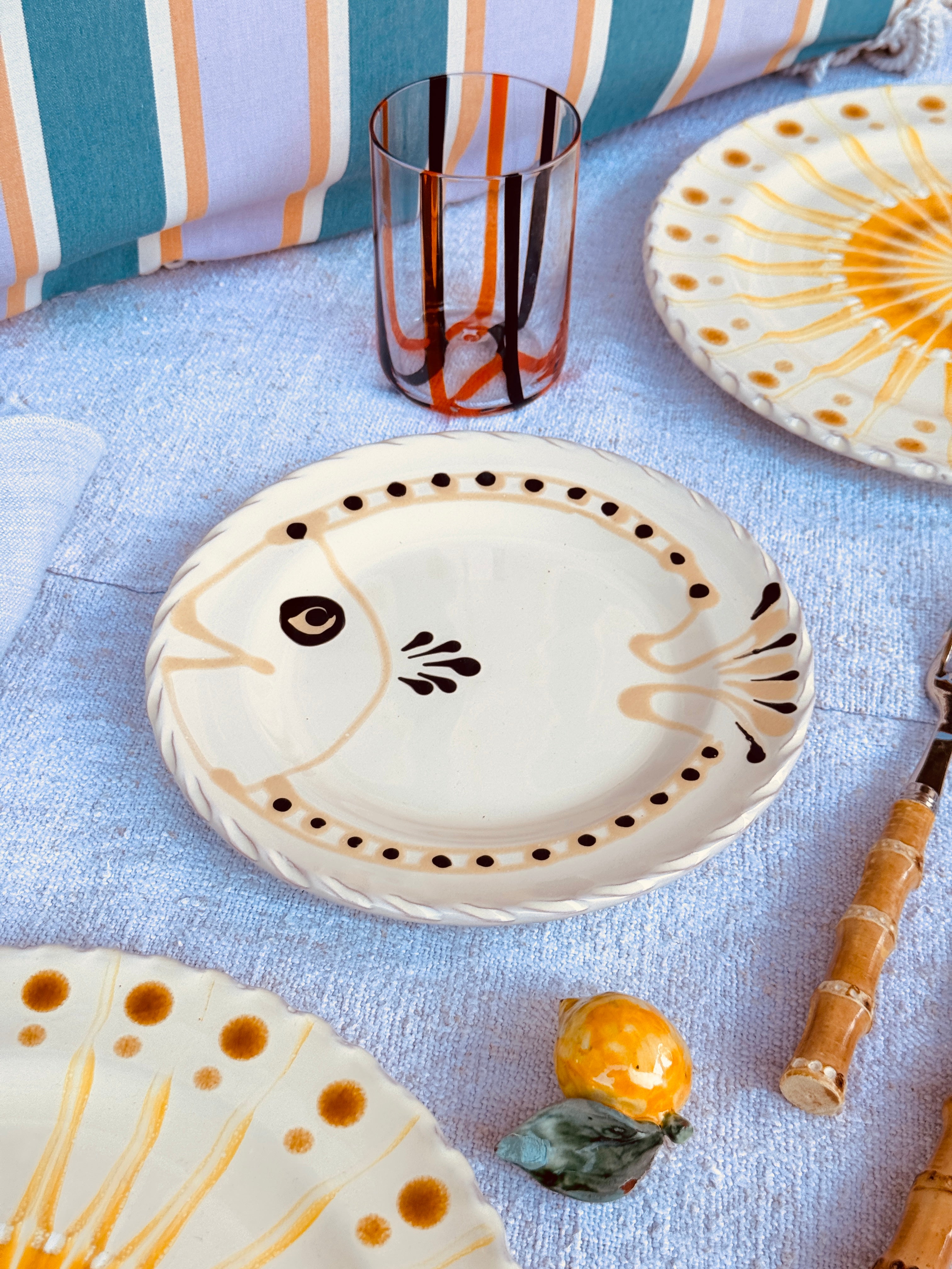 Handmade Italian Antipasti Plate 20 cm | Small Ceramic Plate "Pesce" (Unique Piece)