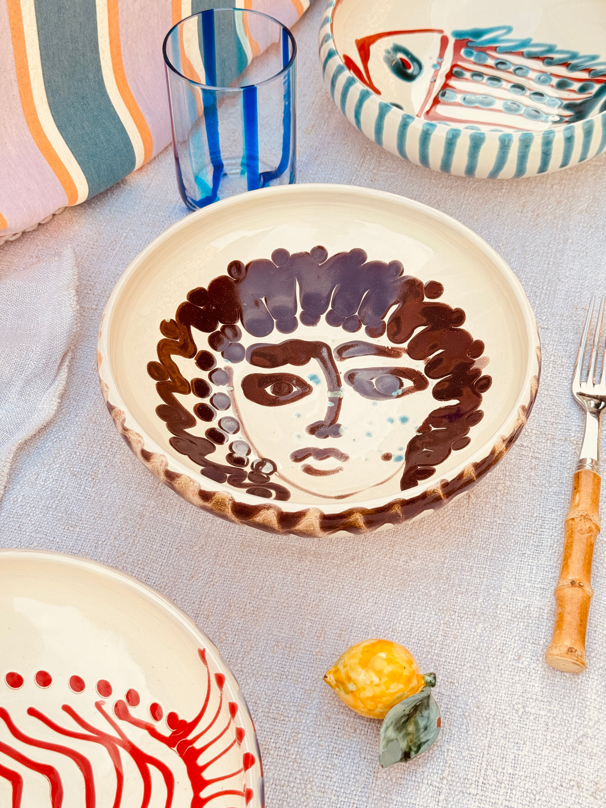 Handmade Ceramic Bowl 21 cm “Bordo Tornito” - Viso Design - Unique Piece from Italy