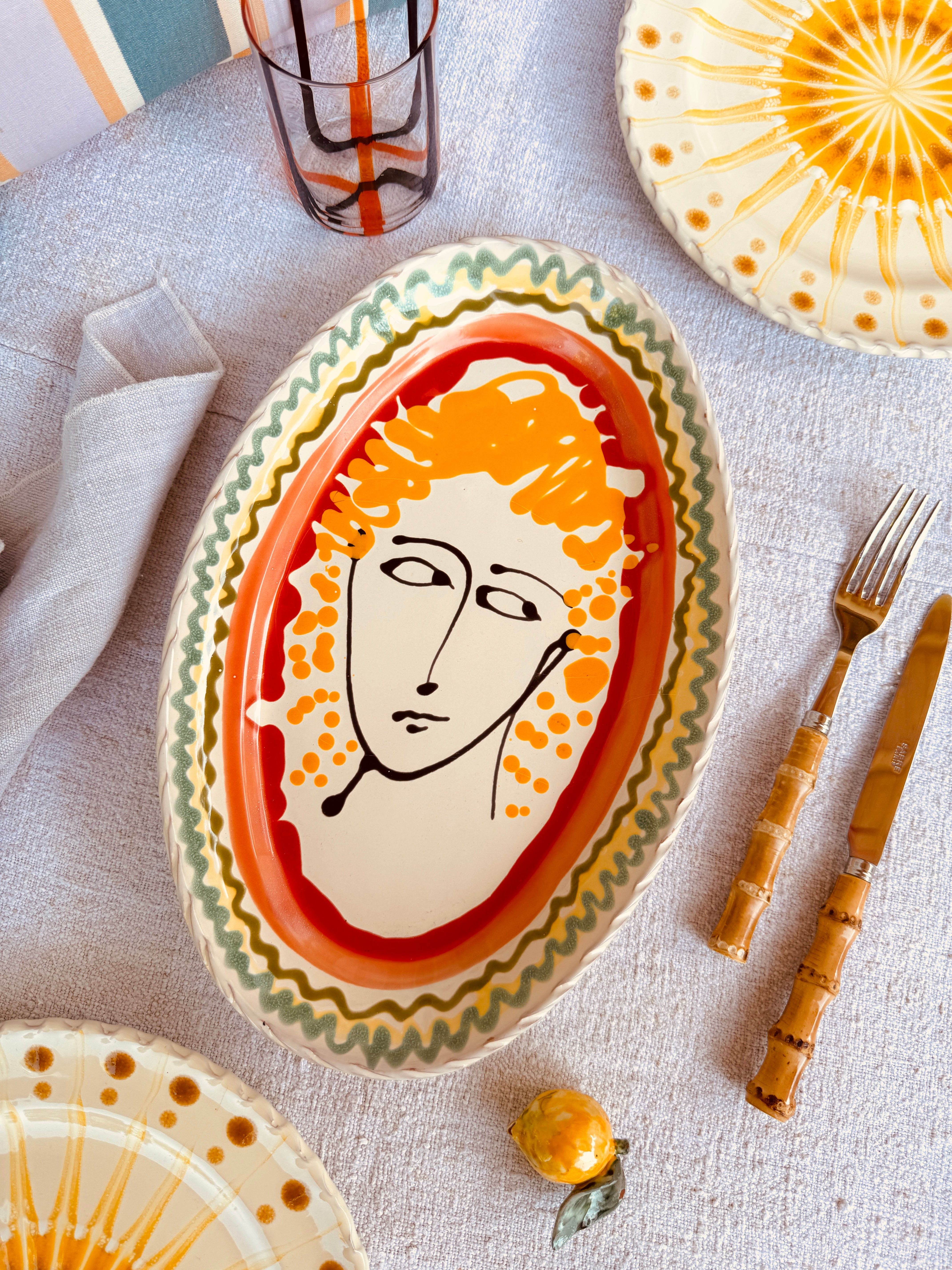 ! Unique Piece ! Oval Plate 35cm x 23cm - Only 1x available - handmade in Puglia