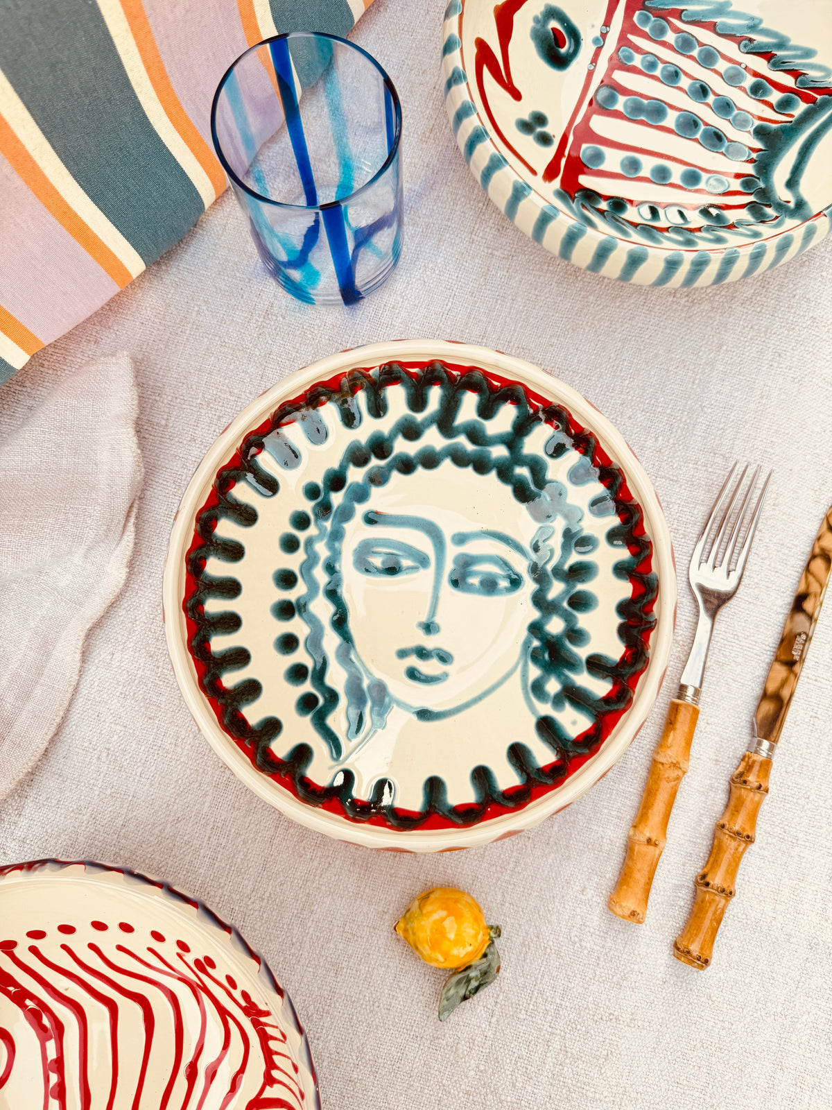 Handmade Ceramic Bowl 21 cm “Bordo Tornito” - Viso Design - Unique Piece from Italy