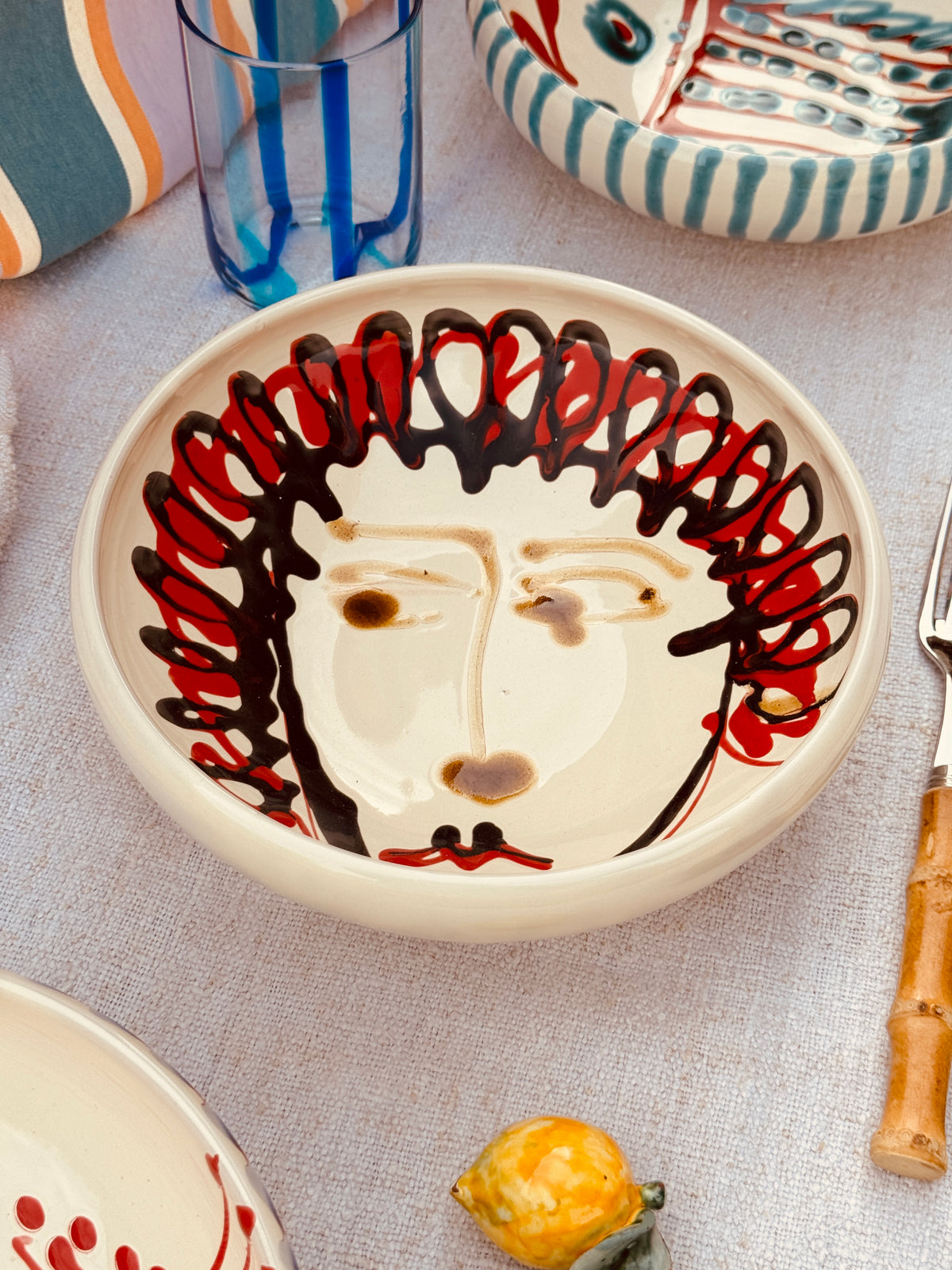 Handgefertigte Keramik Bowl 21 cm „Bordo Tornito“ Viso Design - Unikat aus Italien