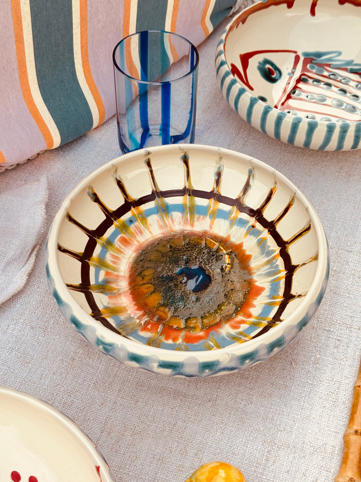 Handmade Ceramic Bowl 21 cm “Bordo Tornito” - Unique Piece from Italy