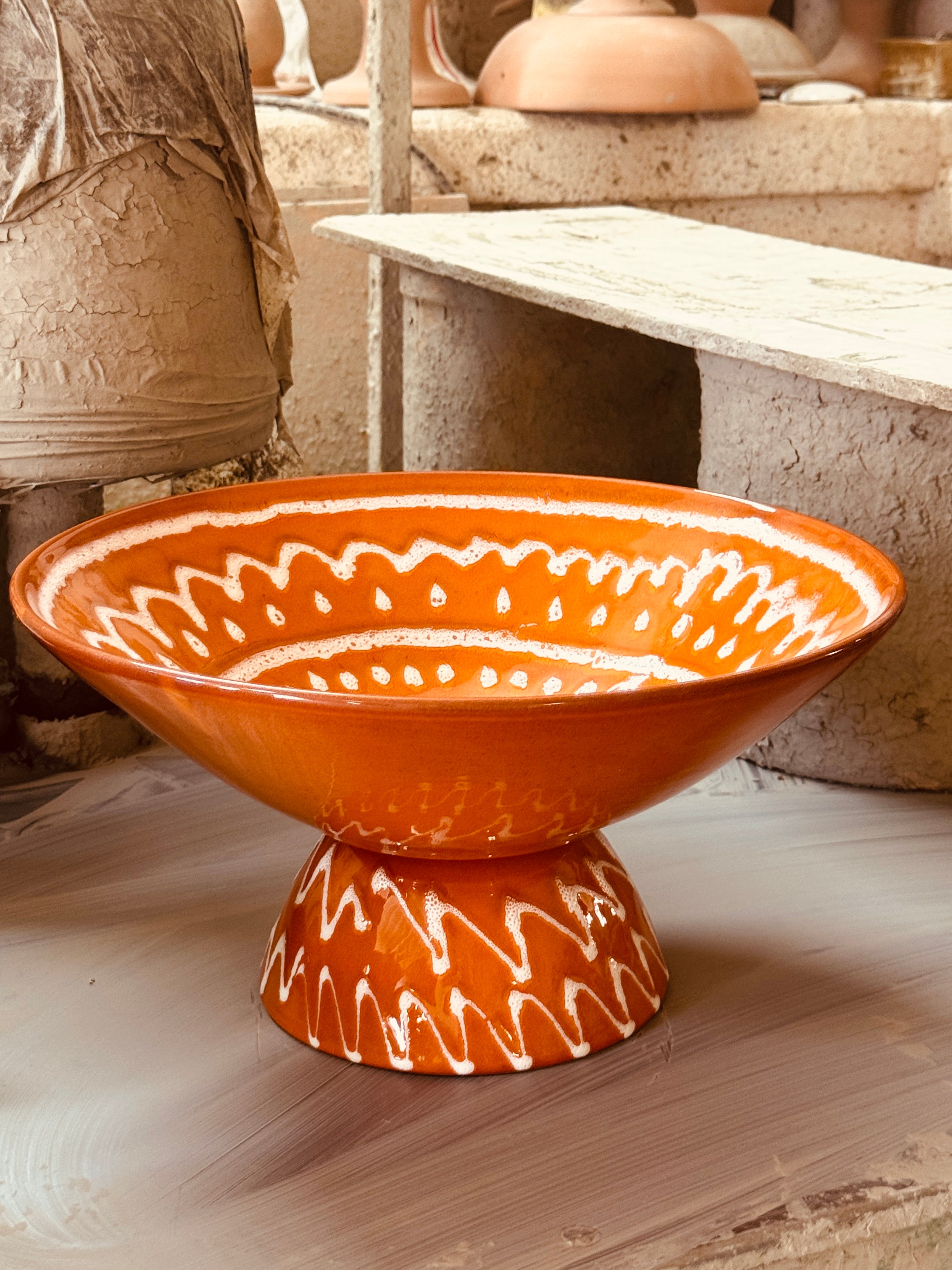 Unique Art Object – "Konic" Psychodelic High Bowl, 35 cm - 70s burned Orange
