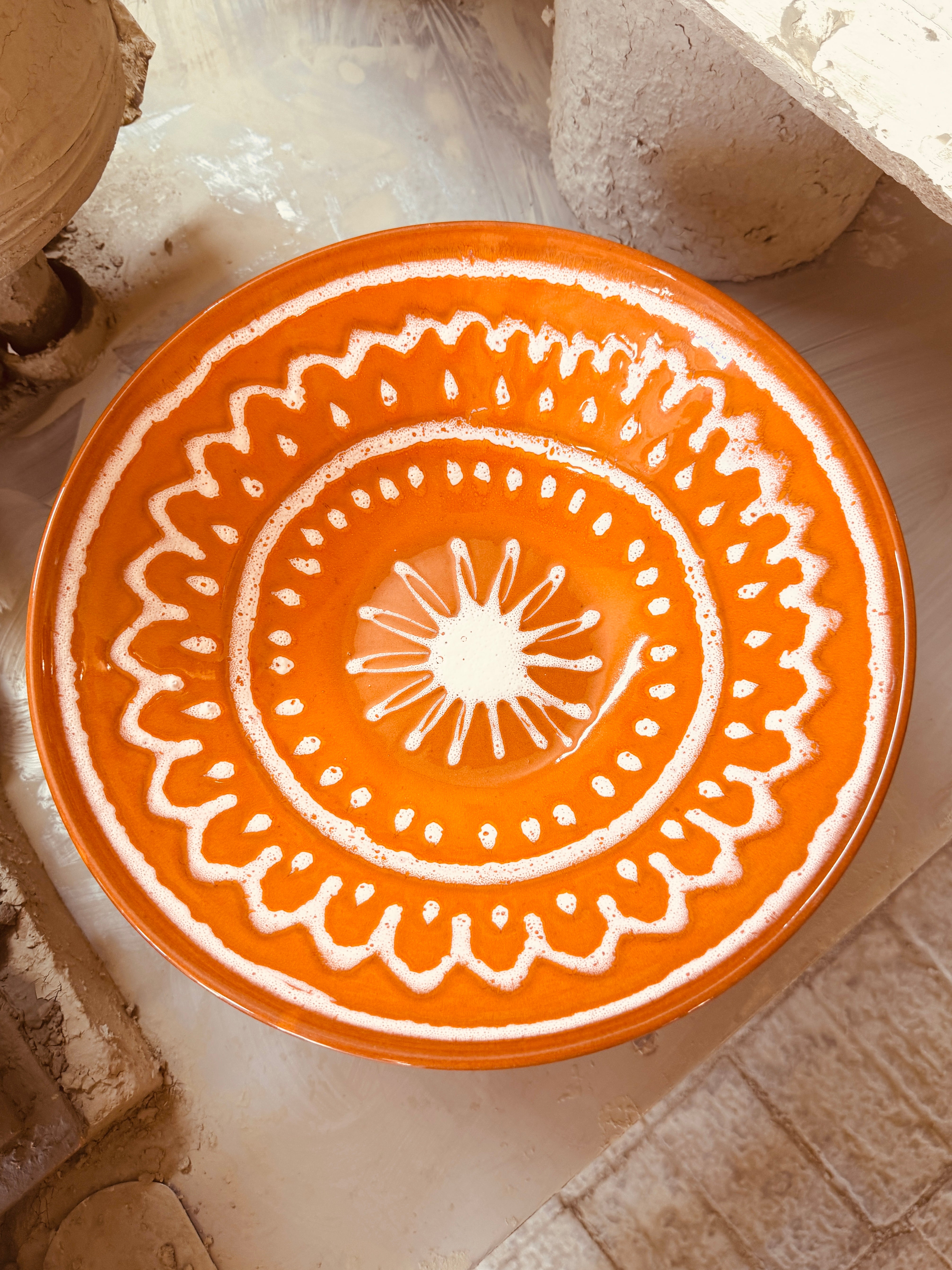 Unique Art Object – "Konic" Psychodelic High Bowl, 35 cm - 70s burned Orange