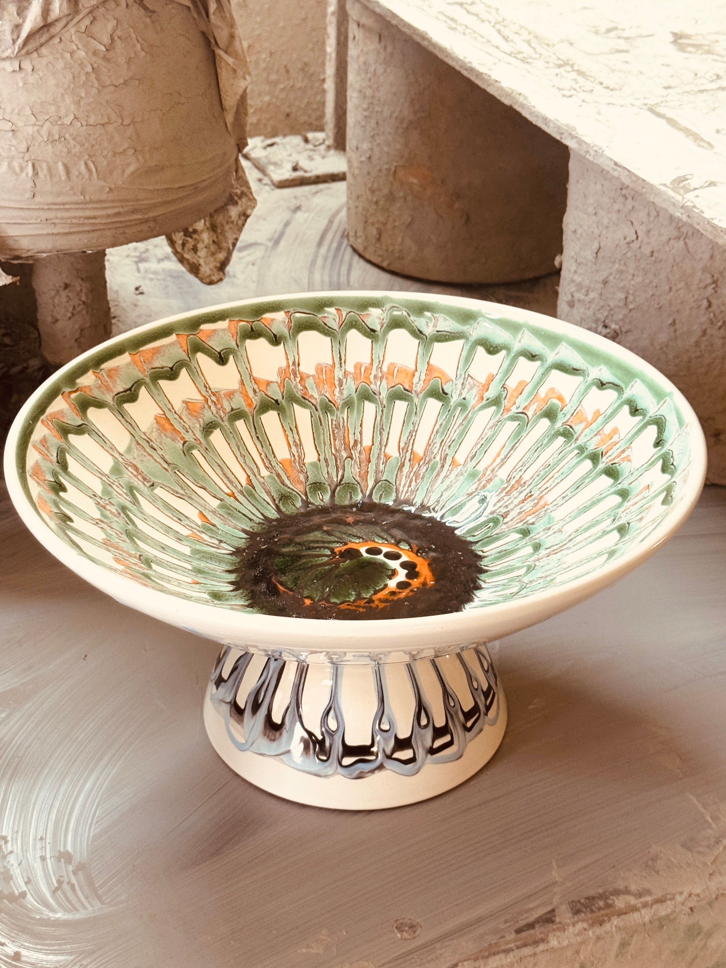 Unique Art Object – "Konic" Psychodelic Viso High Bowl, 35 cm