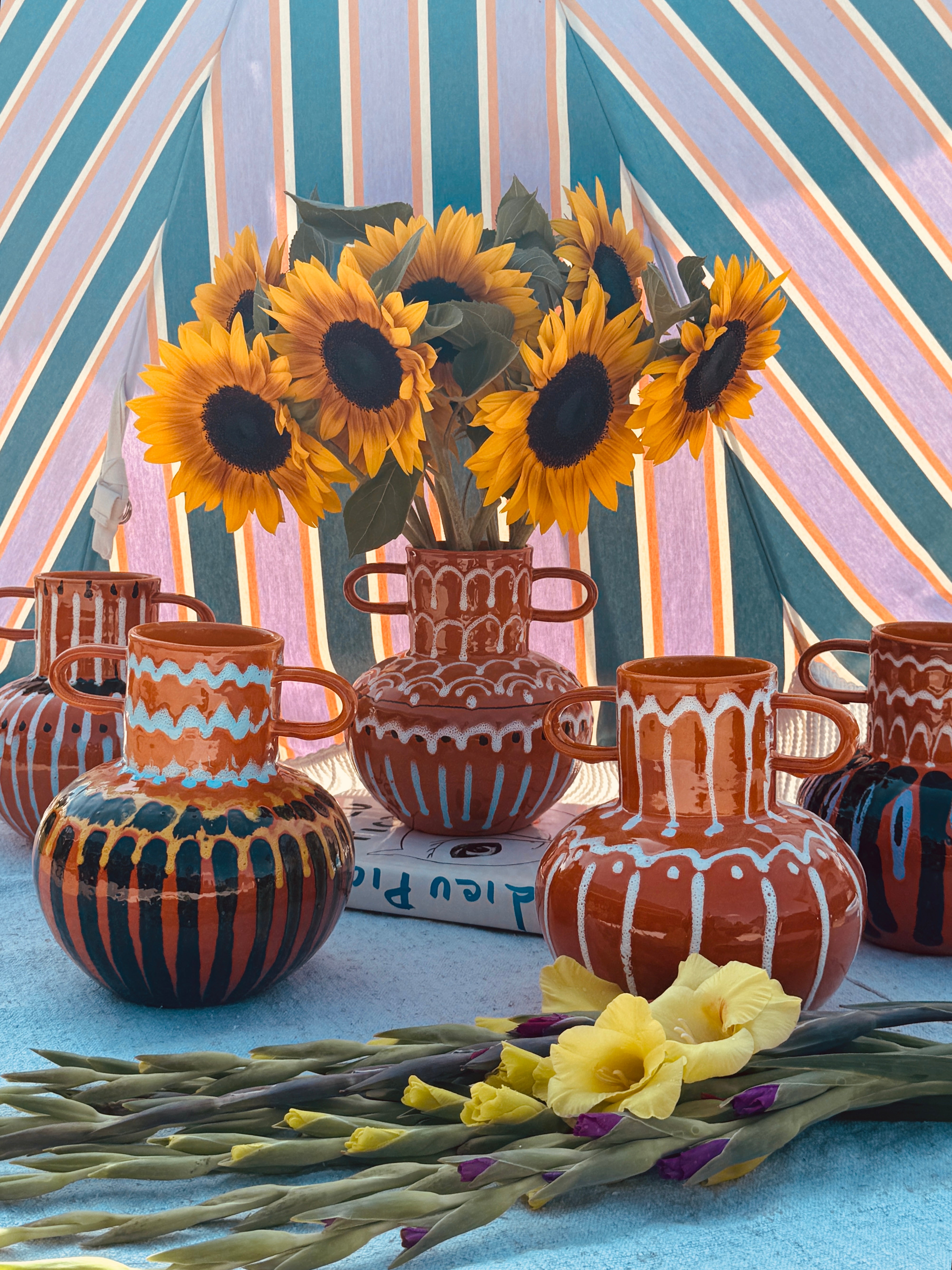 Psychodelic Vaso "Vintage Vibes" - one of a Kind - 23cm - 70s burned Orange