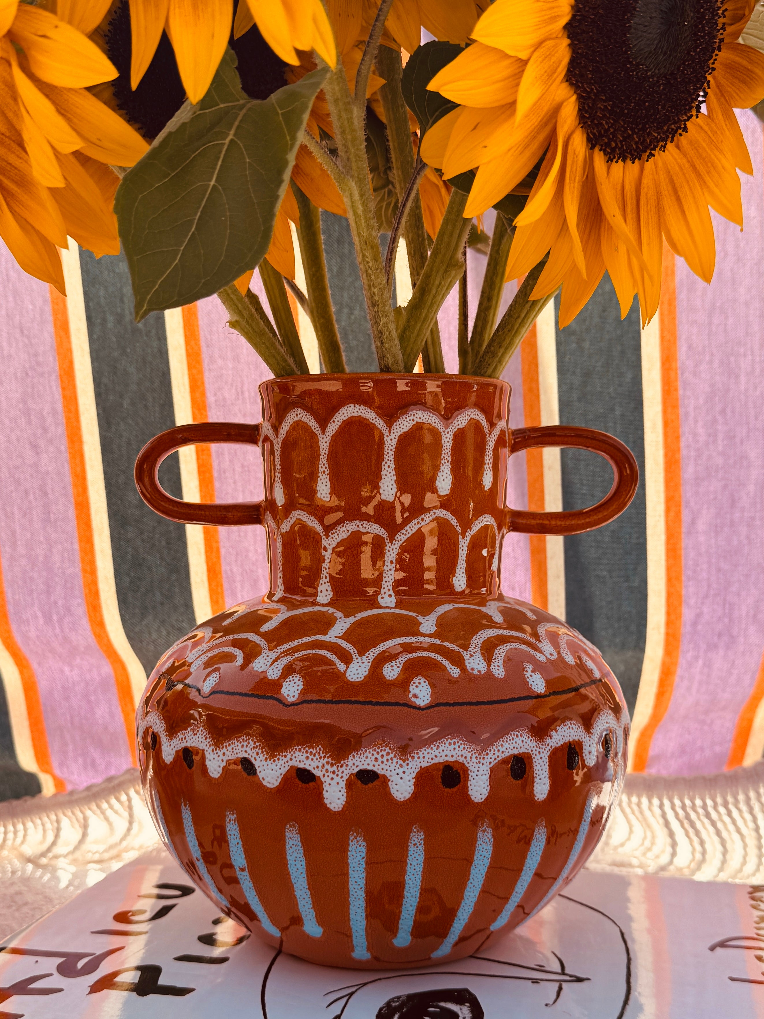 Psychodelic Vase "Vintage Vibes" - one of a Kind - 23cm - Einzelstück