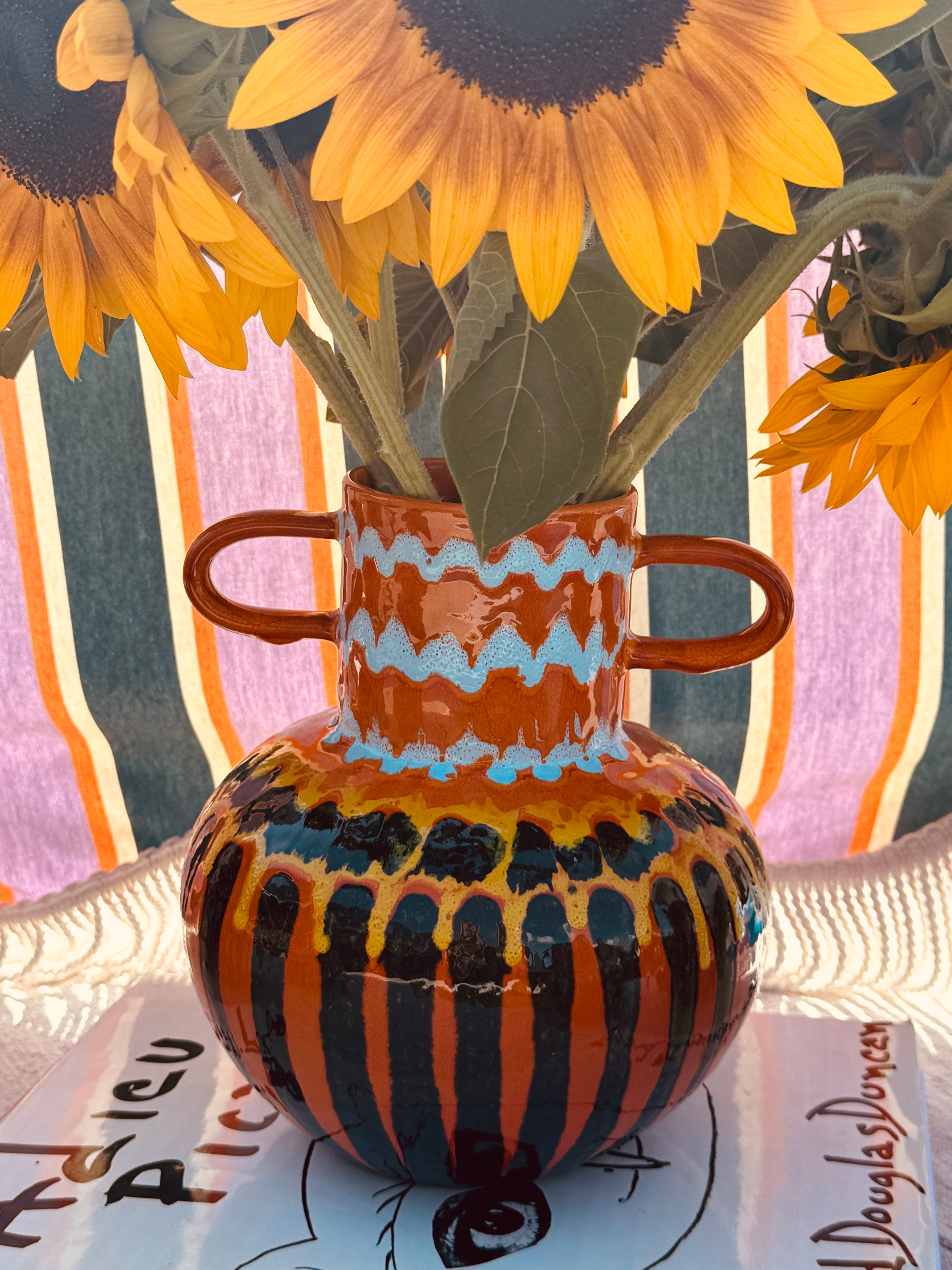 Psychodelic Vaso "Vintage Vibes" - one of a Kind - 23cm - 70s burned Orange