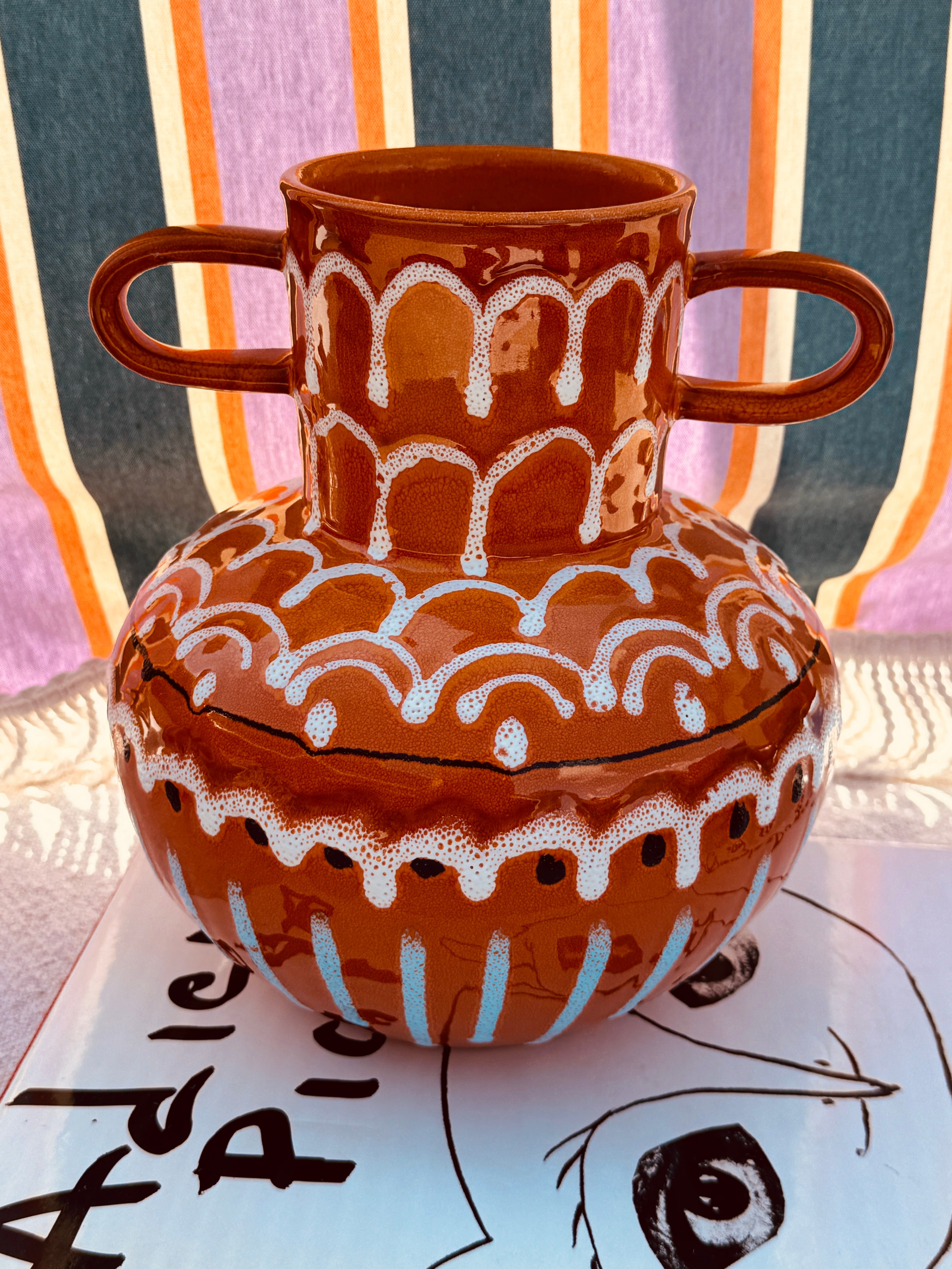 Psychodelic Vase "Vintage Vibes" - one of a Kind - 23cm - Einzelstück
