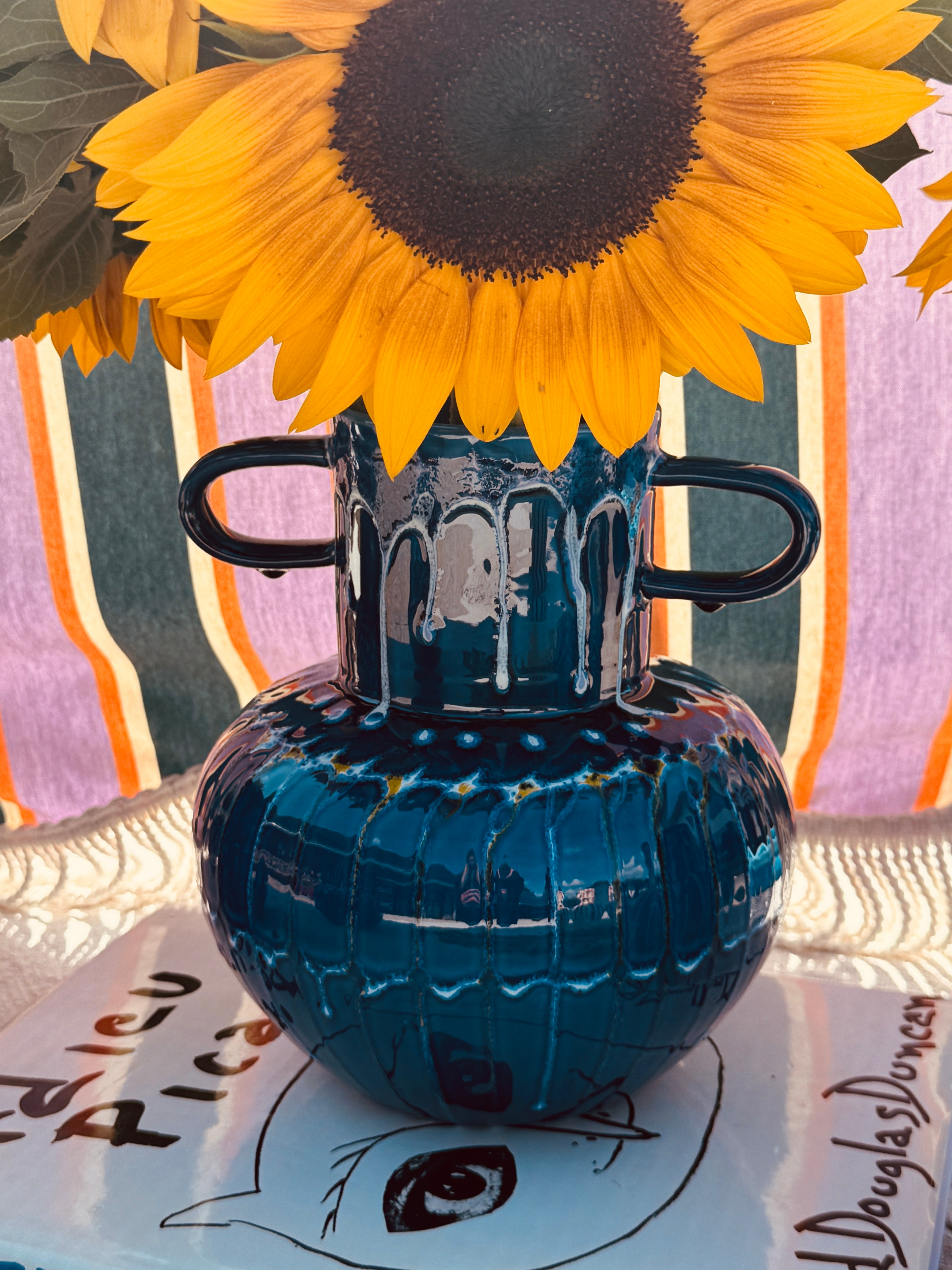 Psychodelic Vaso "Vintage Vibes Azzurro" - one of a Kind - 23cm