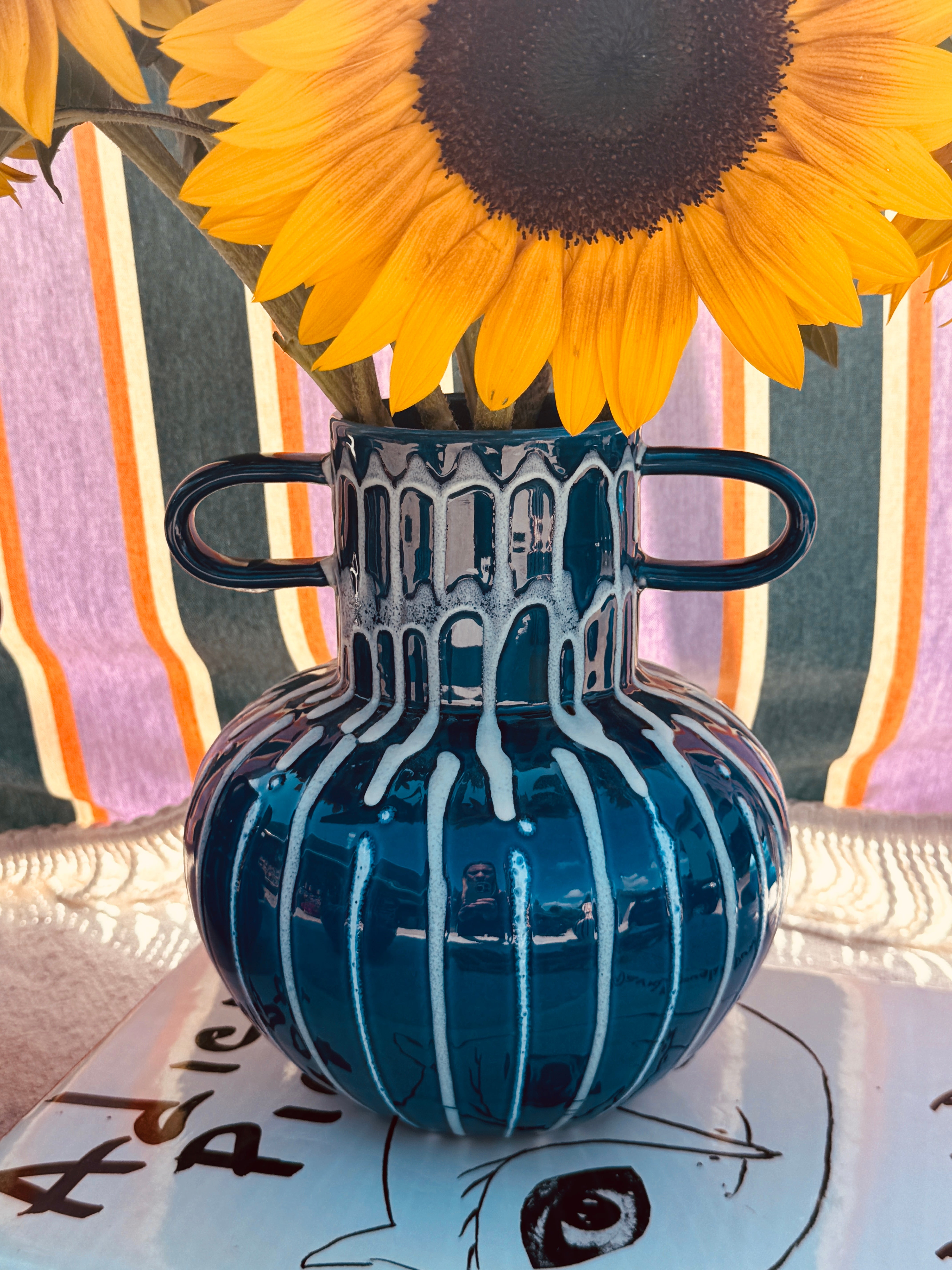 Psychodelic Vase "Vintage Vibes" - one of a Kind - 23cm - Einzelstück