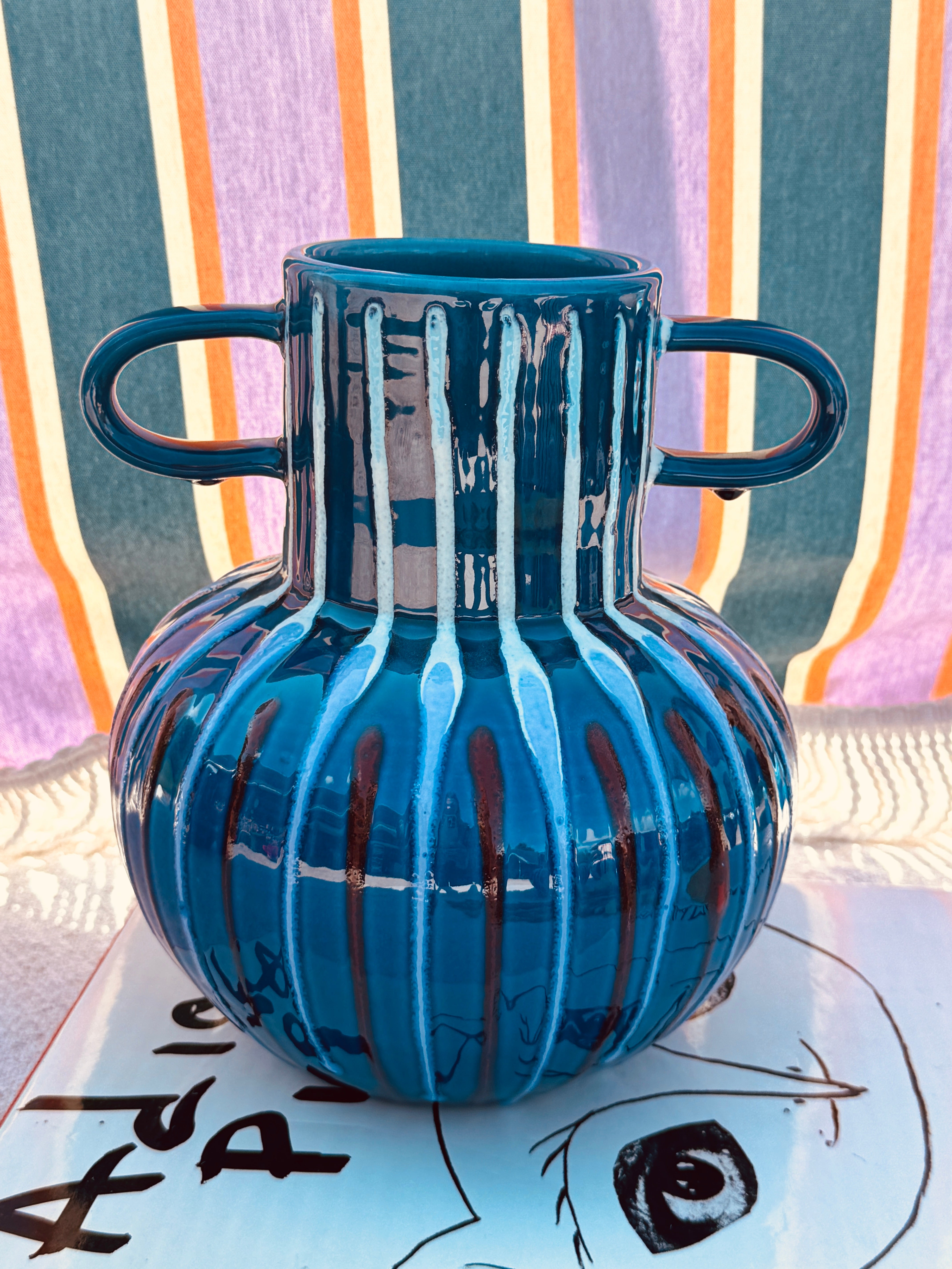 Psychodelic Vase "Vintage Vibes" - one of a Kind - 23cm - Einzelstück