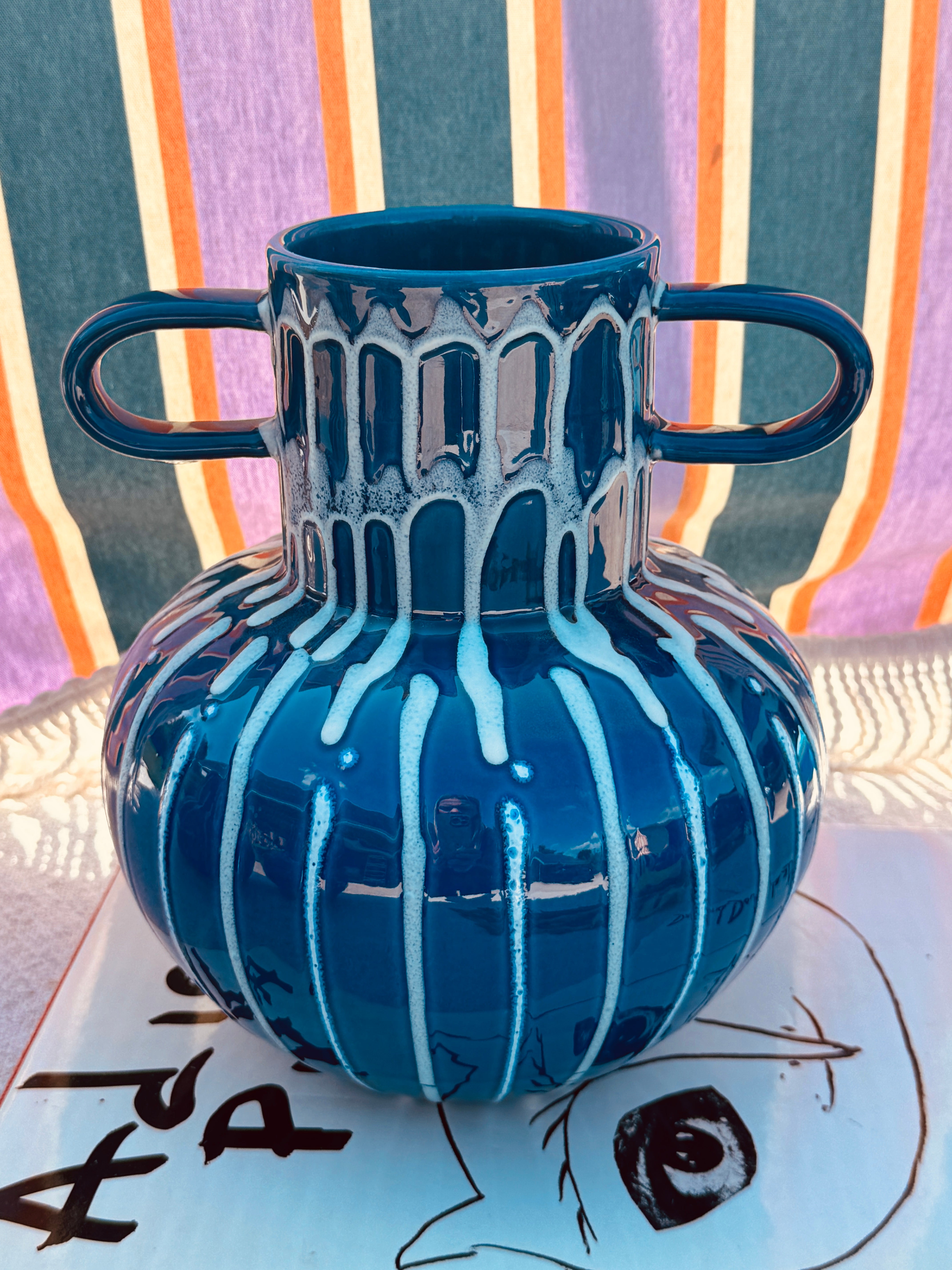 Psychodelic Vase "Vintage Vibes" - one of a Kind - 23cm - Einzelstück