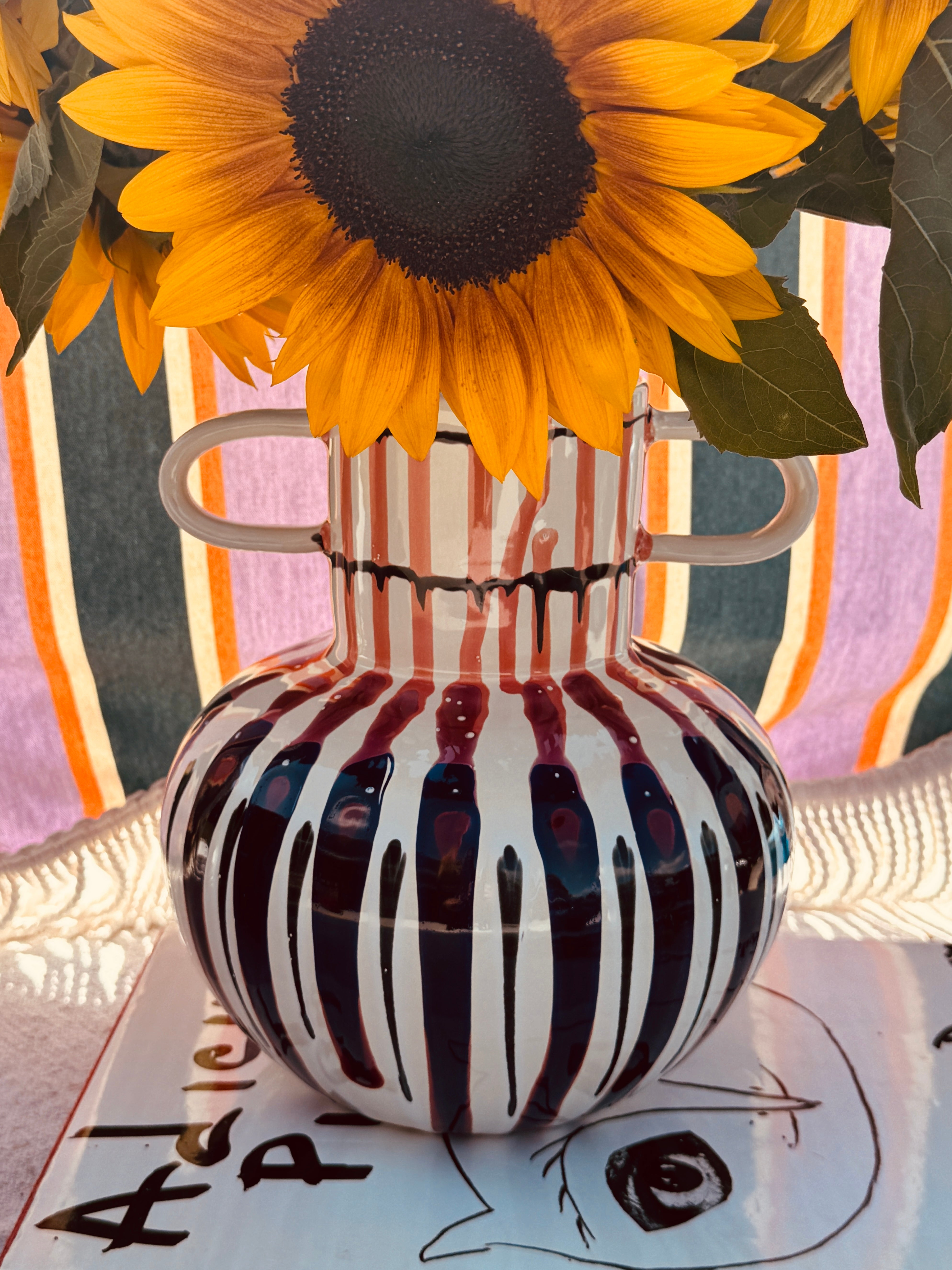 Psychodelic Vase "Vintage Vibes" - one of a Kind - 23cm - Einzelstück