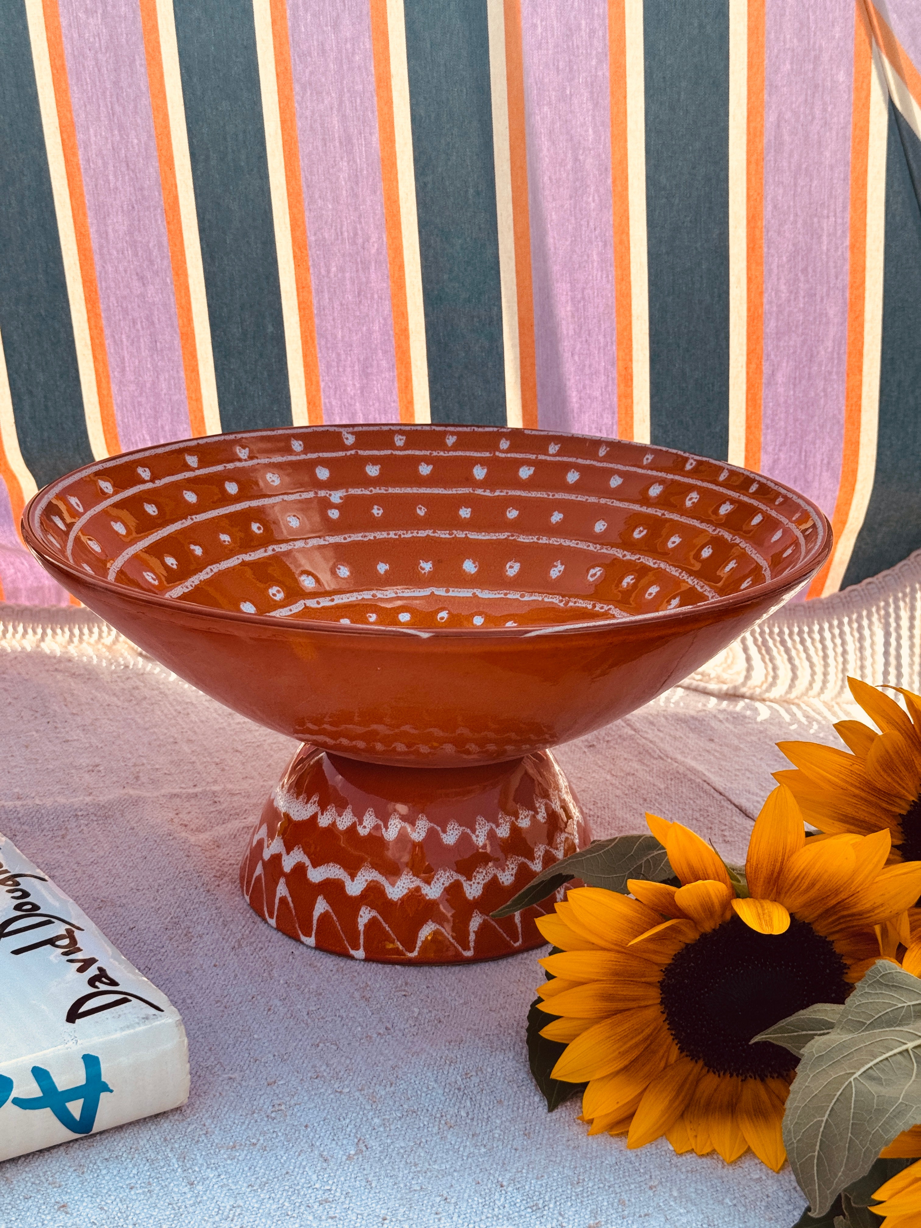 Unique Art Object – "Konic" Psychodelic High Bowl, 35 cm - 70s burned Orange
