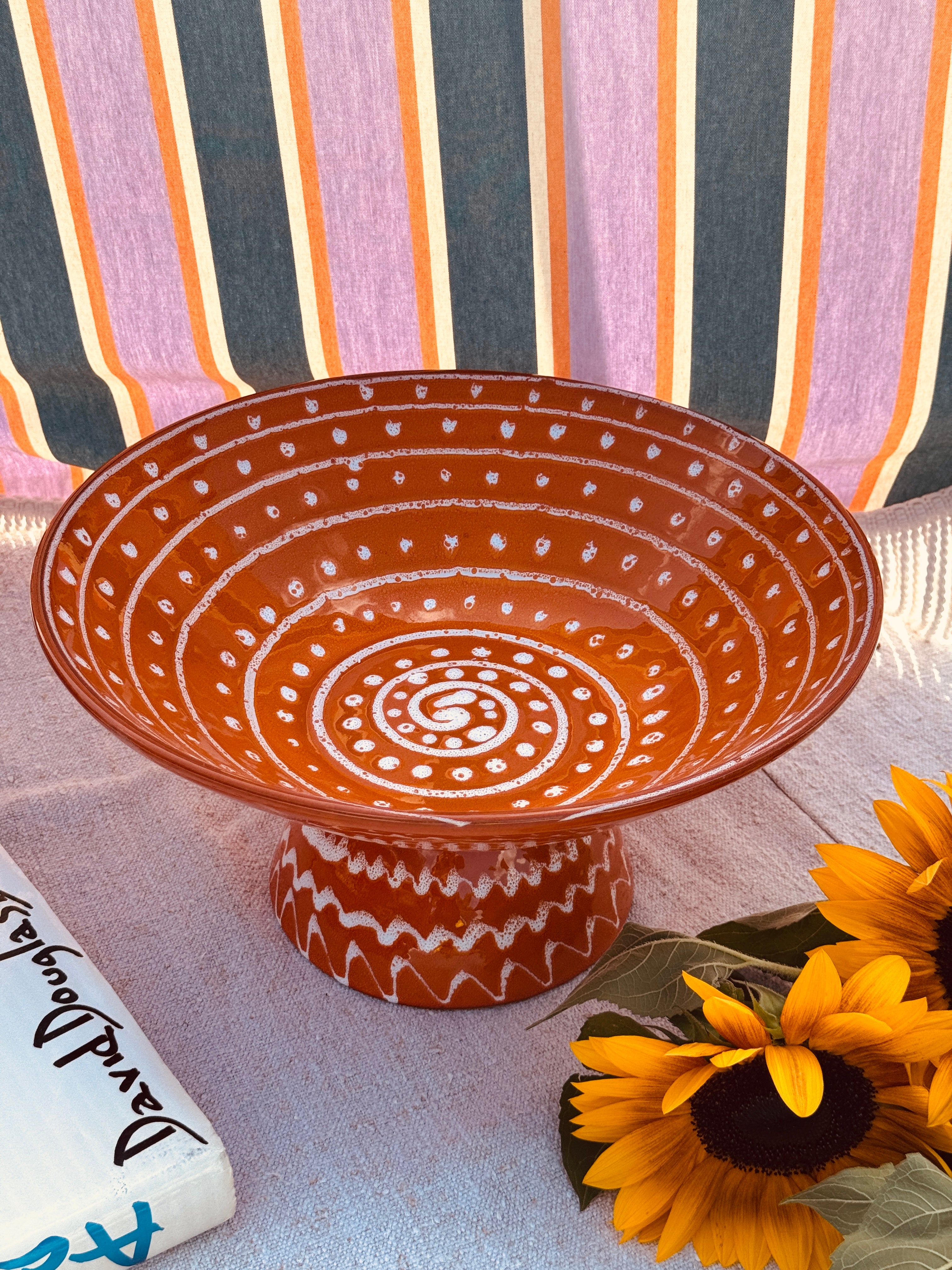Unique Art Object – "Konic" Psychodelic High Bowl, 35 cm - 70s burned Orange