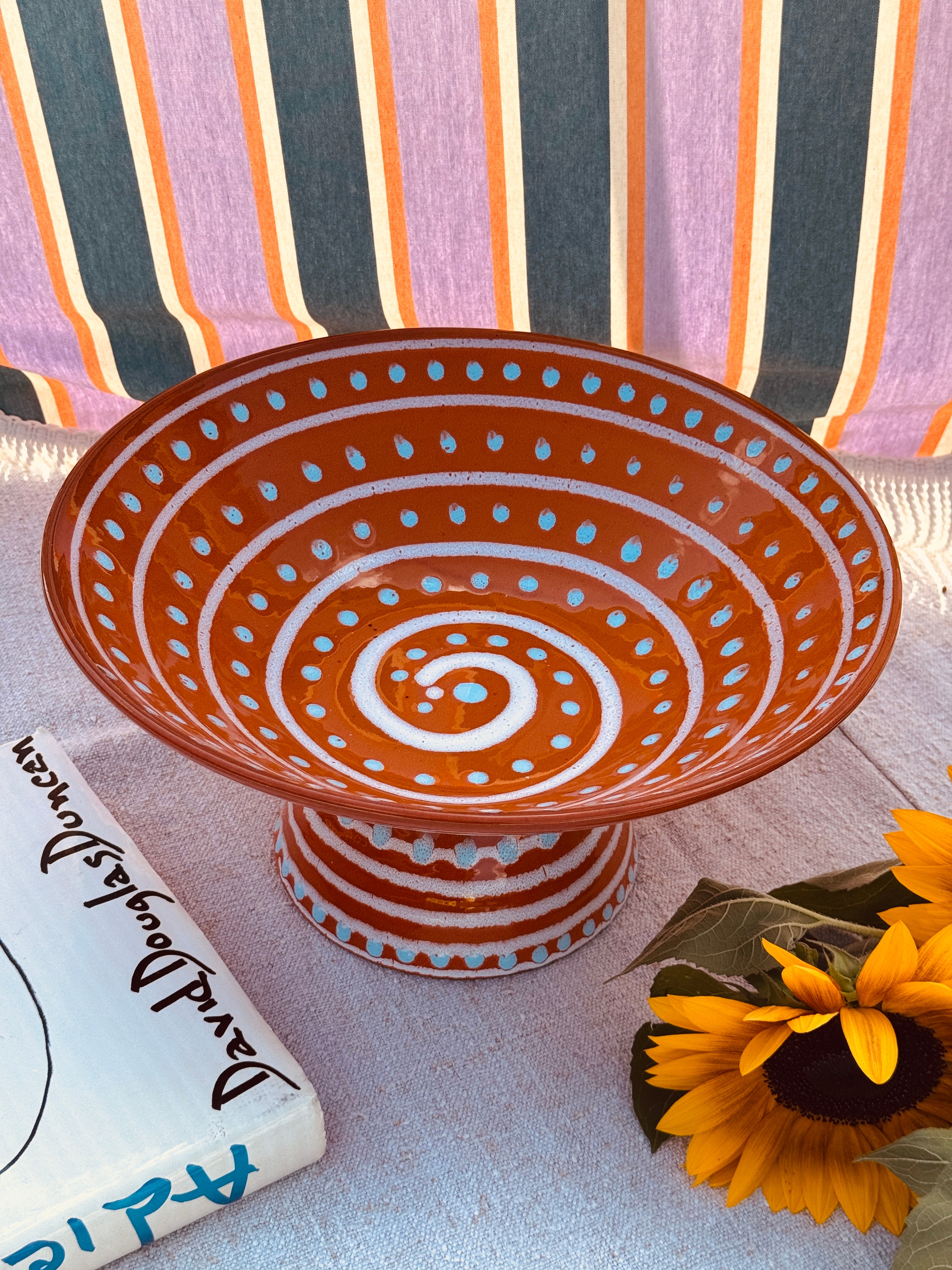 Unique Art Object – "Konic" Psychodelic High Bowl, 35 cm - 70s burned Orange